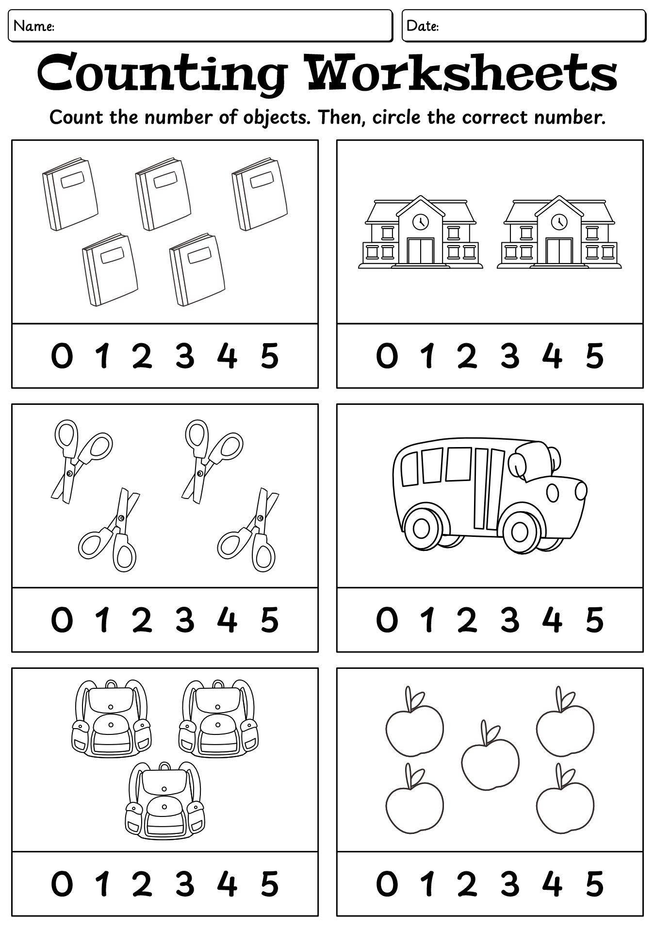 Counting Math Worksheet For Kindergarten