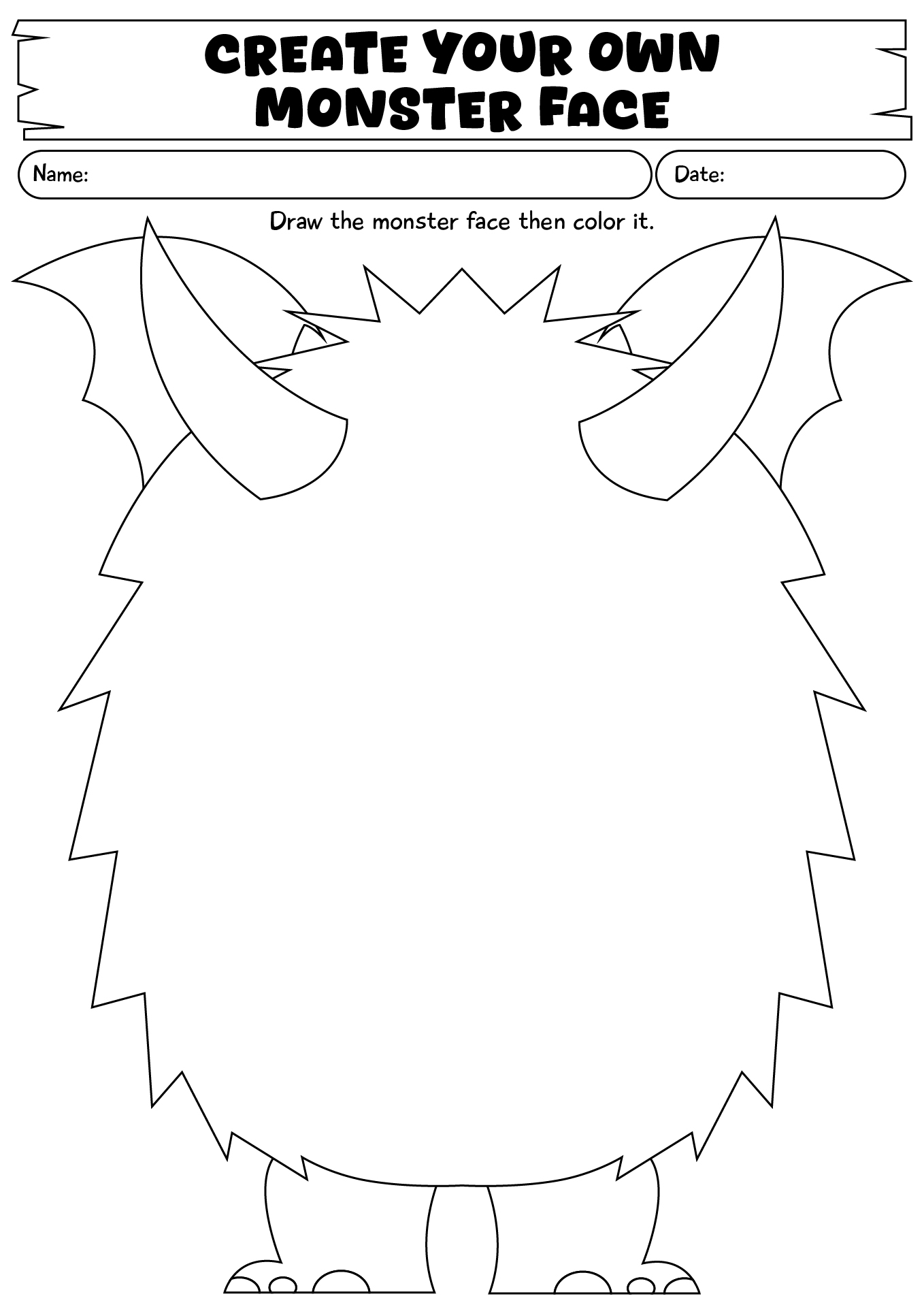 Create Your Own Monster Face Worksheet
