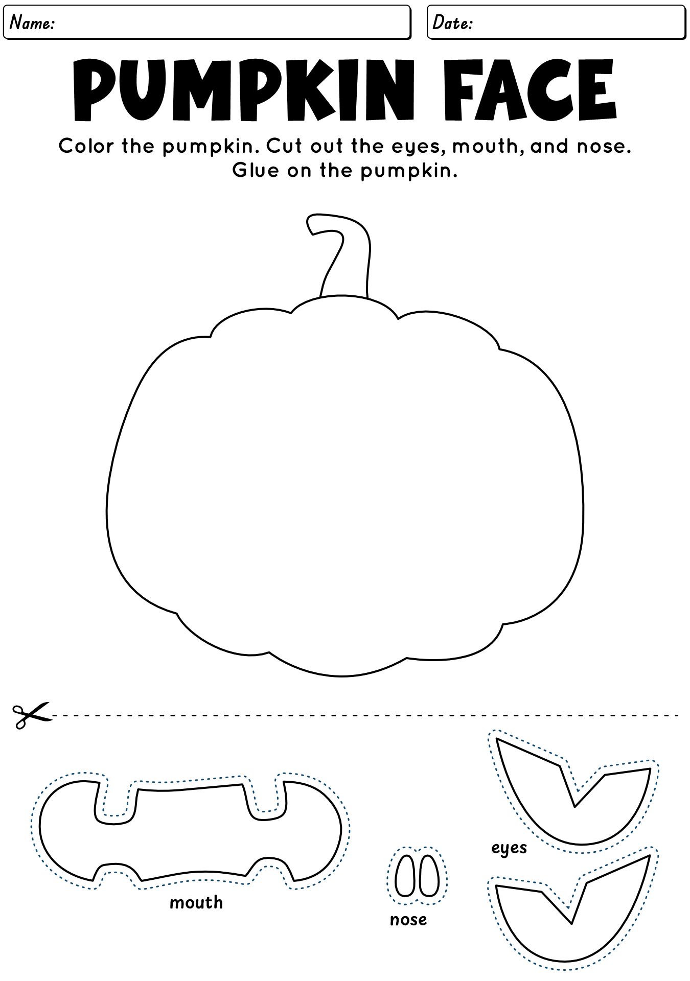 Cut And Paste Pumpkin Shapes Worksheet