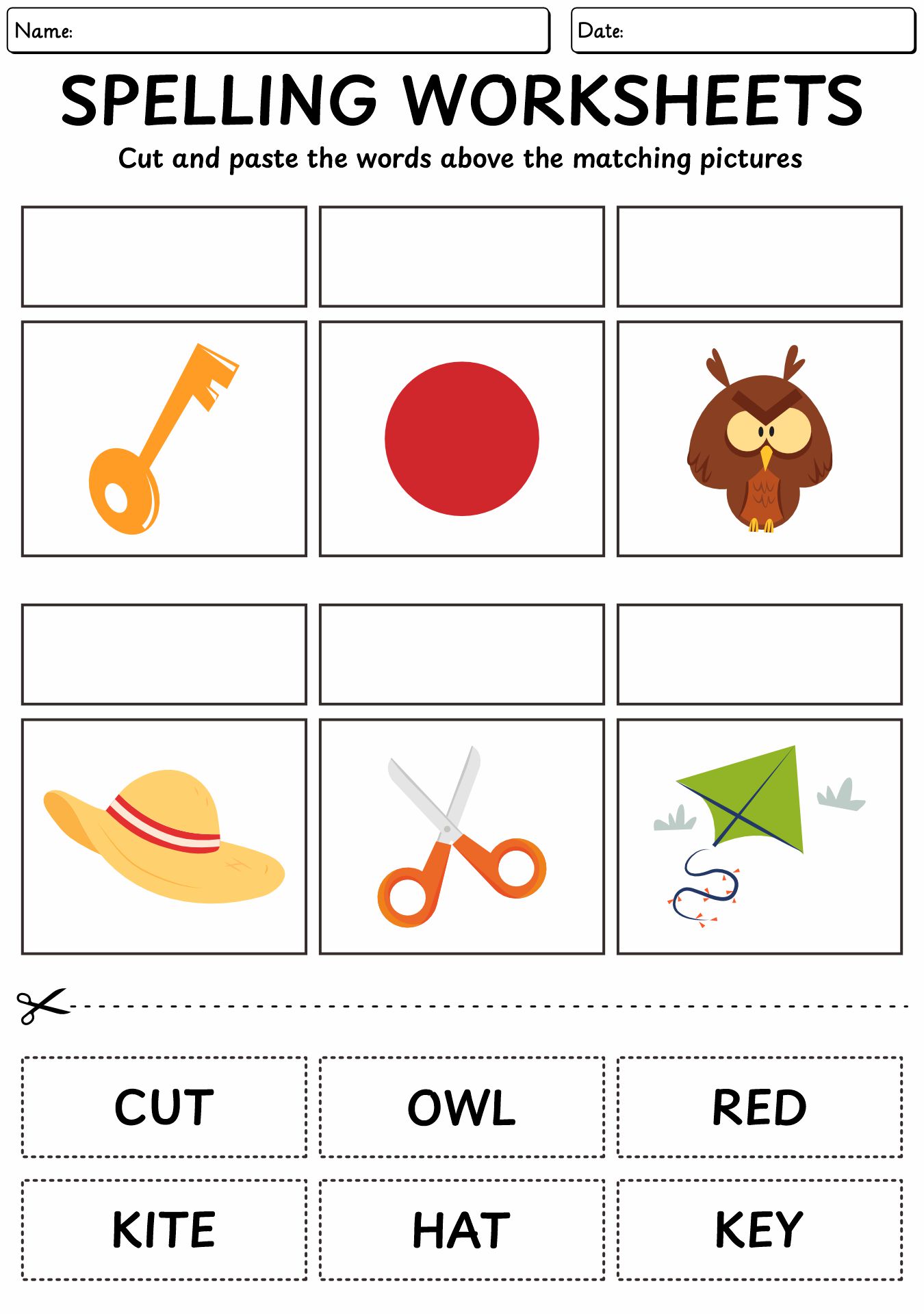 Cut And Paste Spelling Worksheets