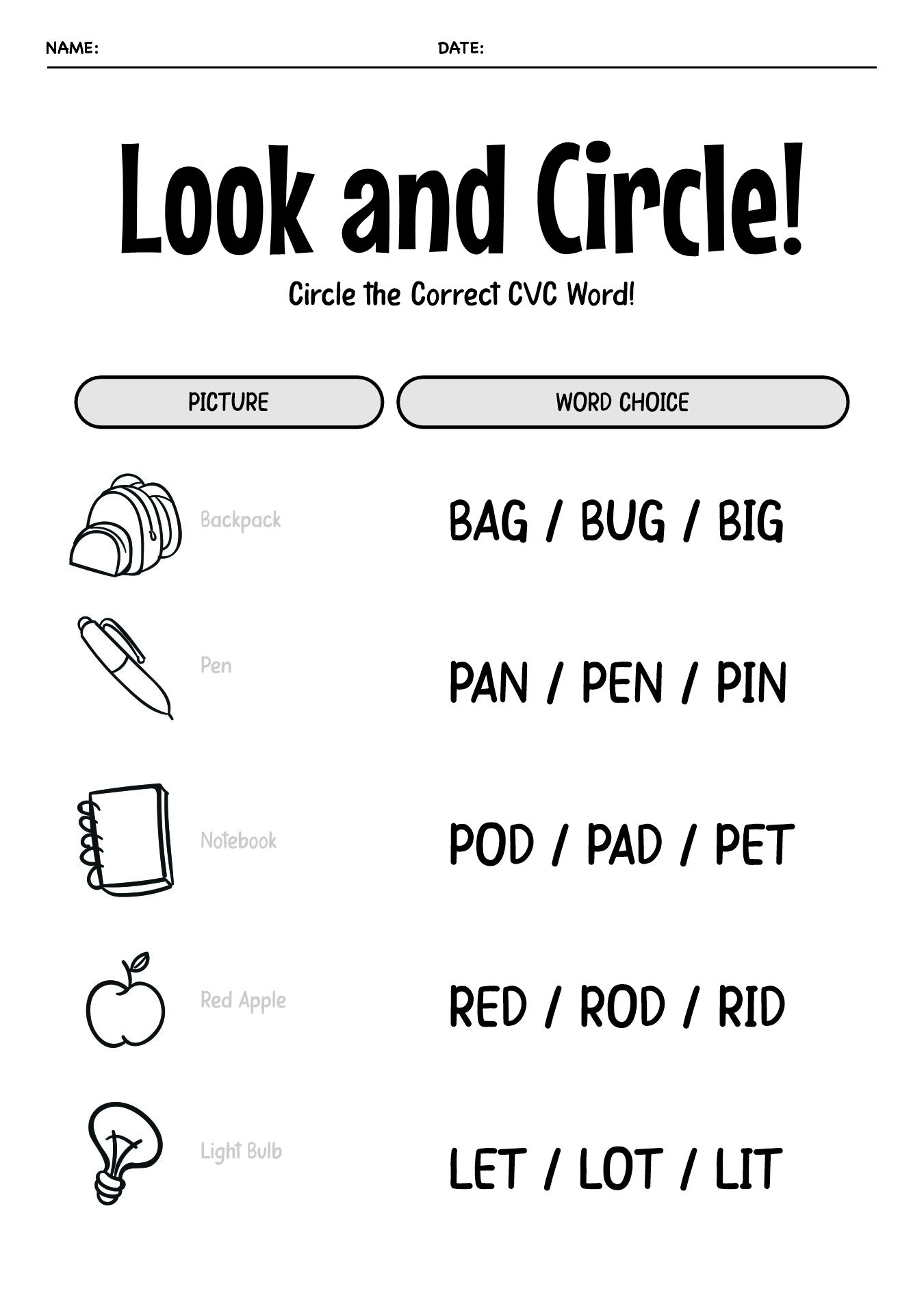 CVC Words Phonics Activities for Kindergarten