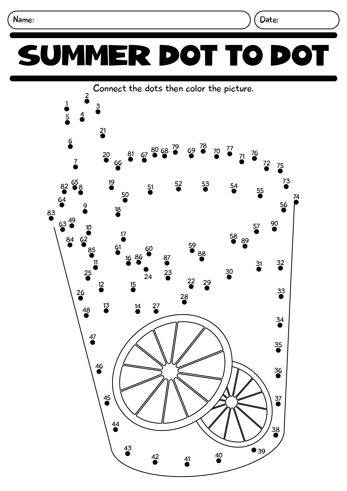 Dot To Dot Worksheet For Summer Activity