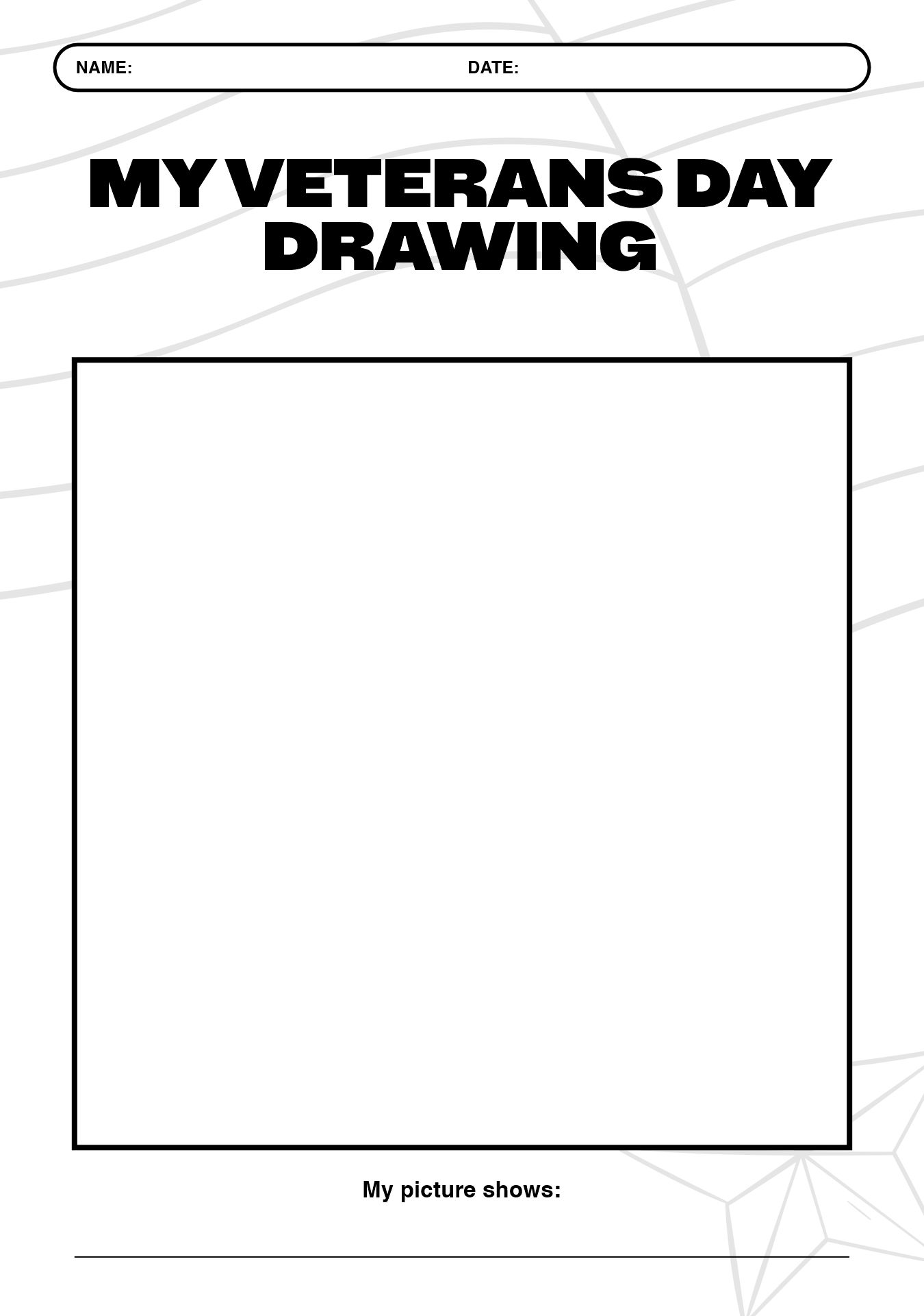 Drawing Worksheet for Elementary on Veterans Day