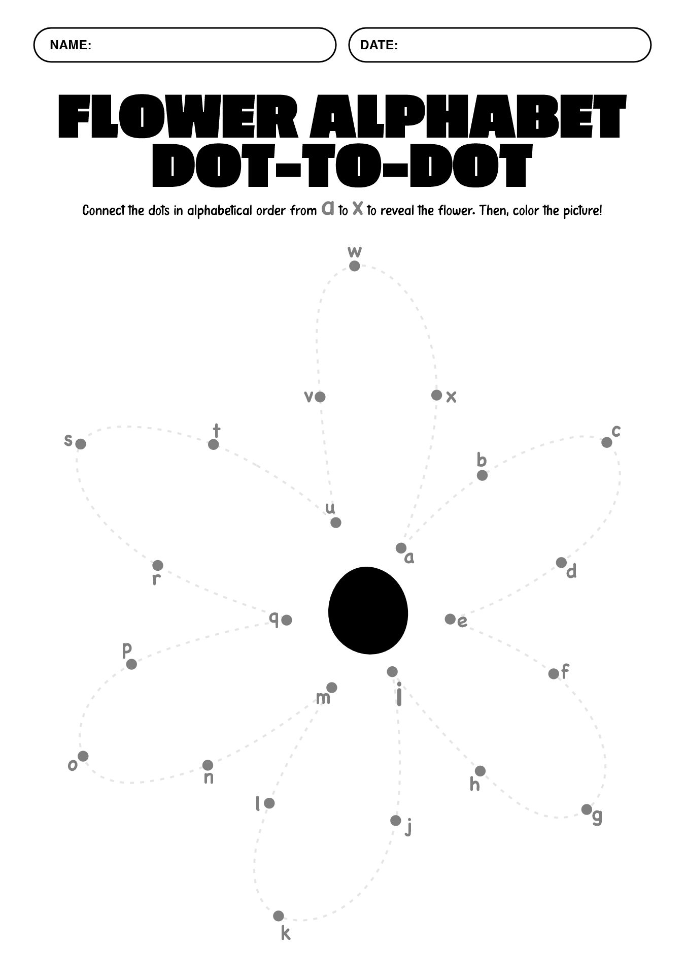 Early Childhood Alphabet Dot Connecting Worksheets