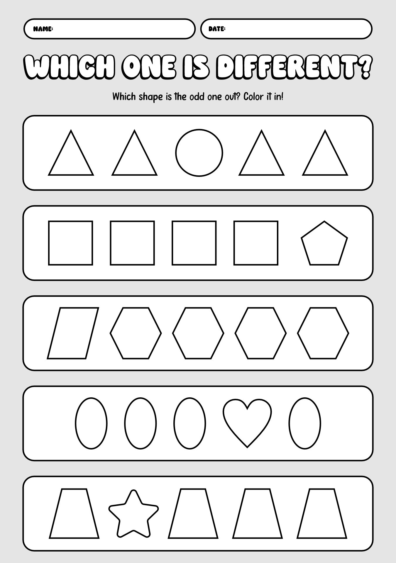 Early Childhood Shape Identification Worksheets