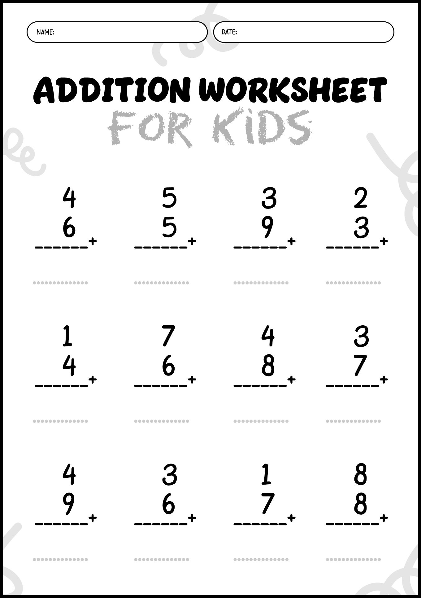 Early Learners Addition Math Worksheets