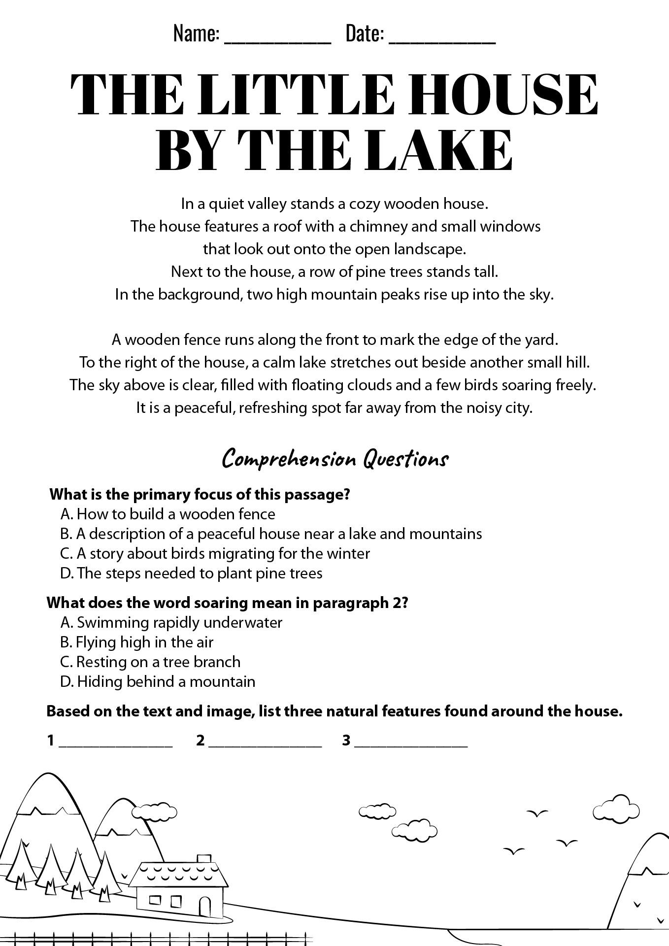 Fourth Grade Reading Comprehension Passages and Questions Worksheets
