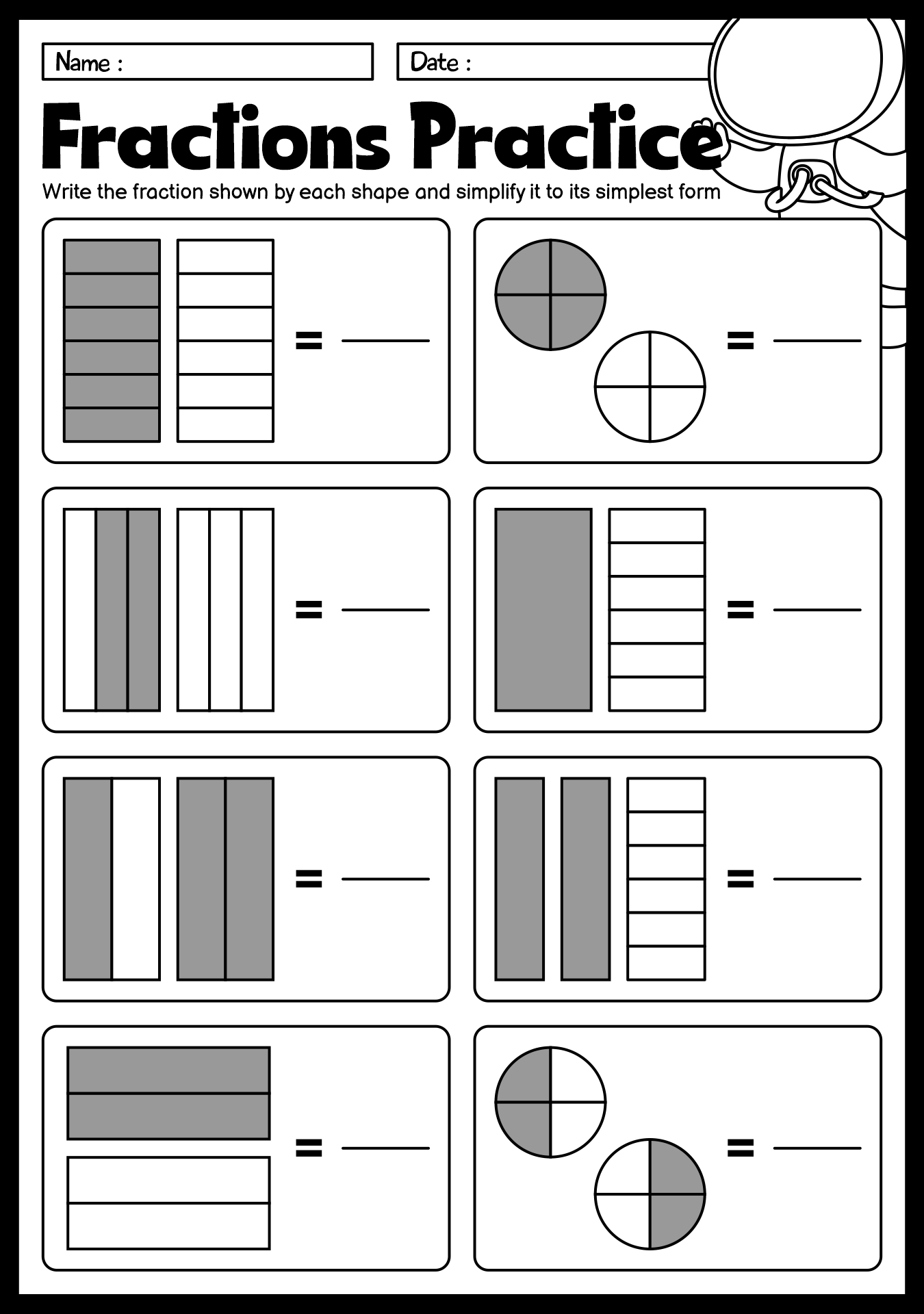 Fractions Practice Sheets