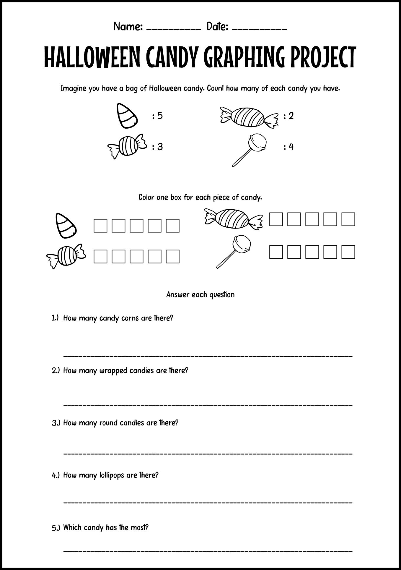 Fun Halloween Candy Graphing Projects for 1st Grade