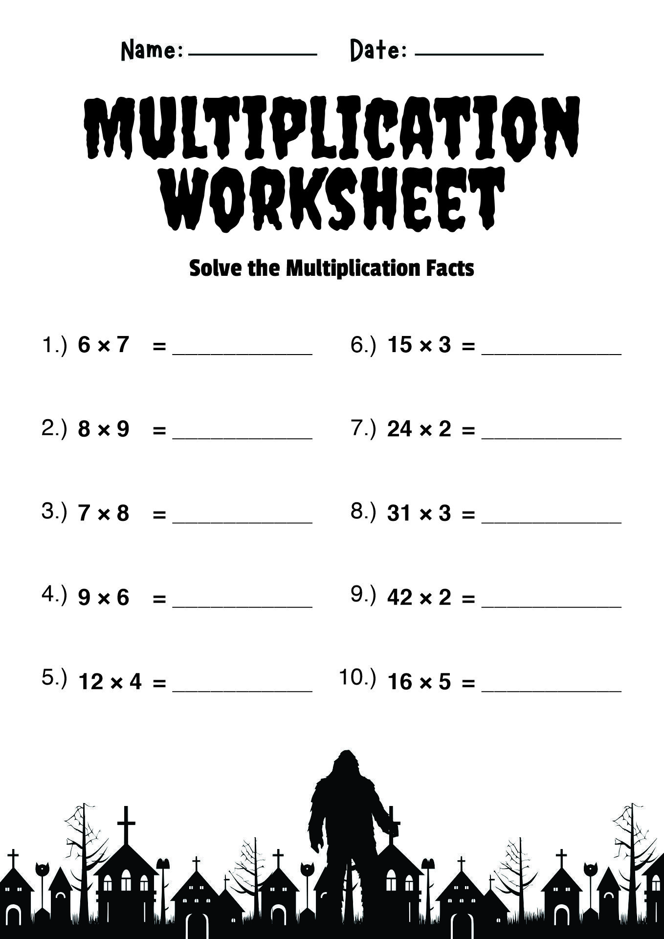 Fun Halloween Multiplication Exercises for 4th Grade