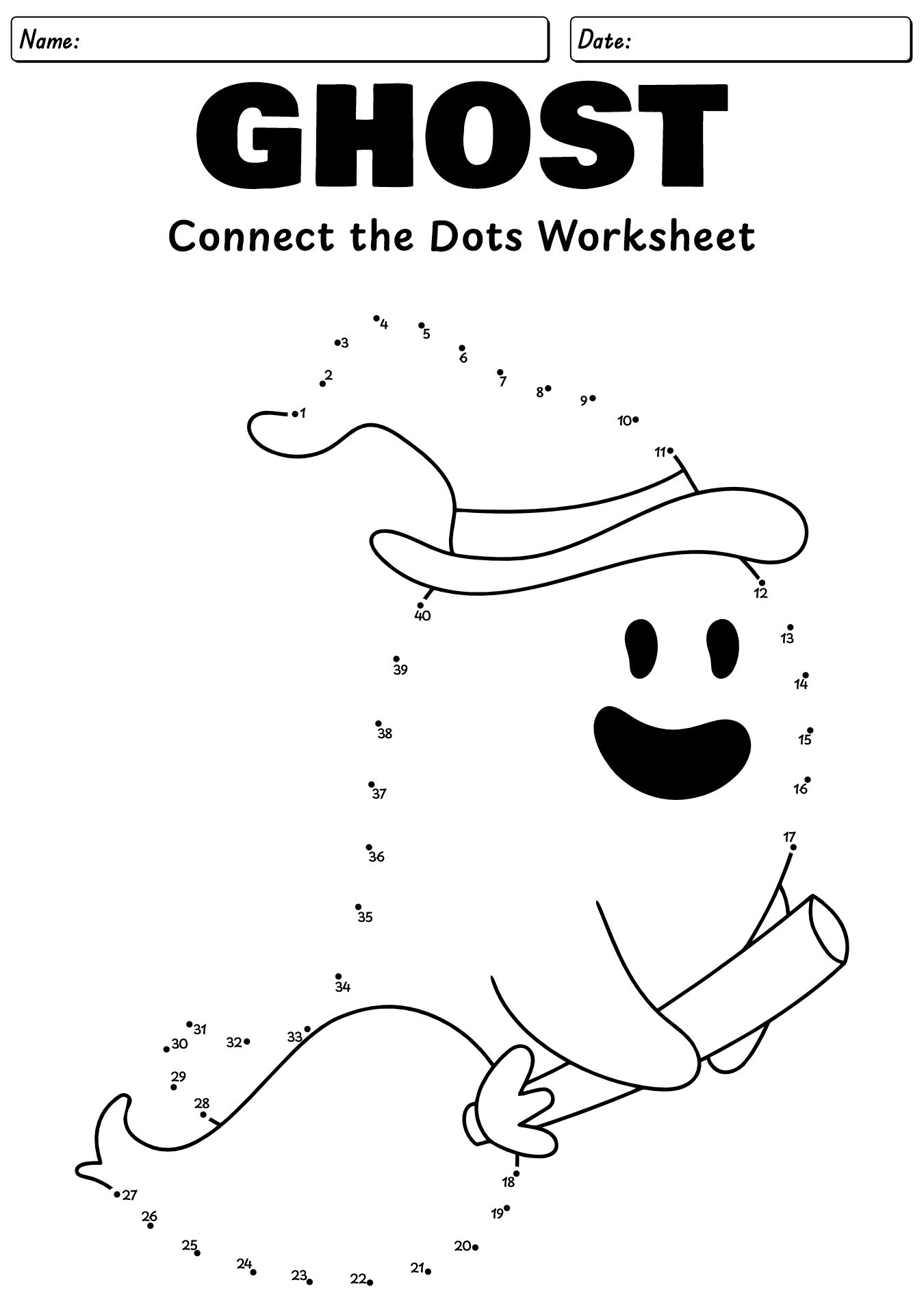 Ghost Number Connect The Dots Worksheet