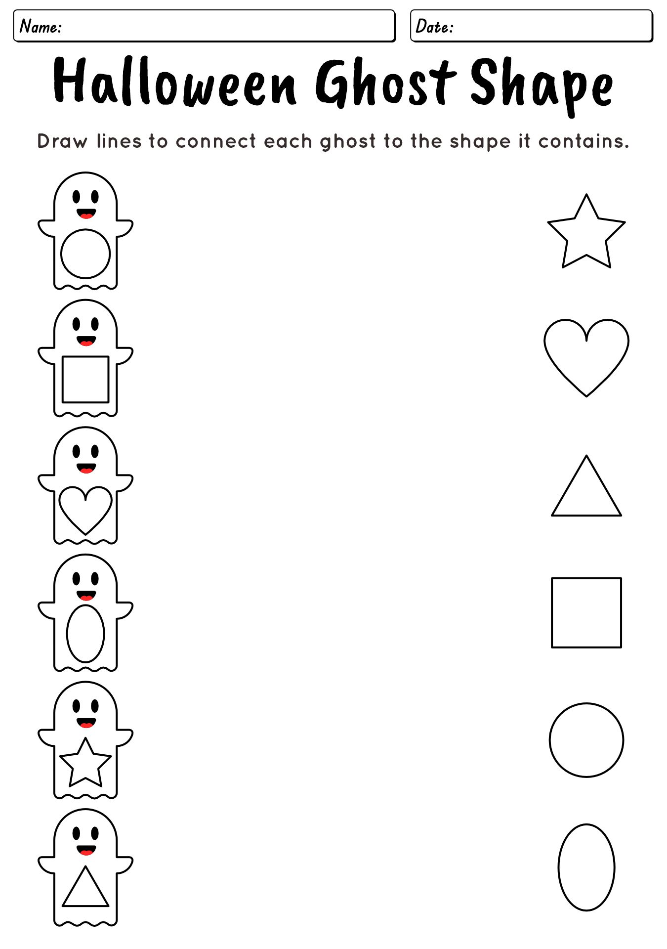 Ghost Shapes Matching Halloween Worksheet