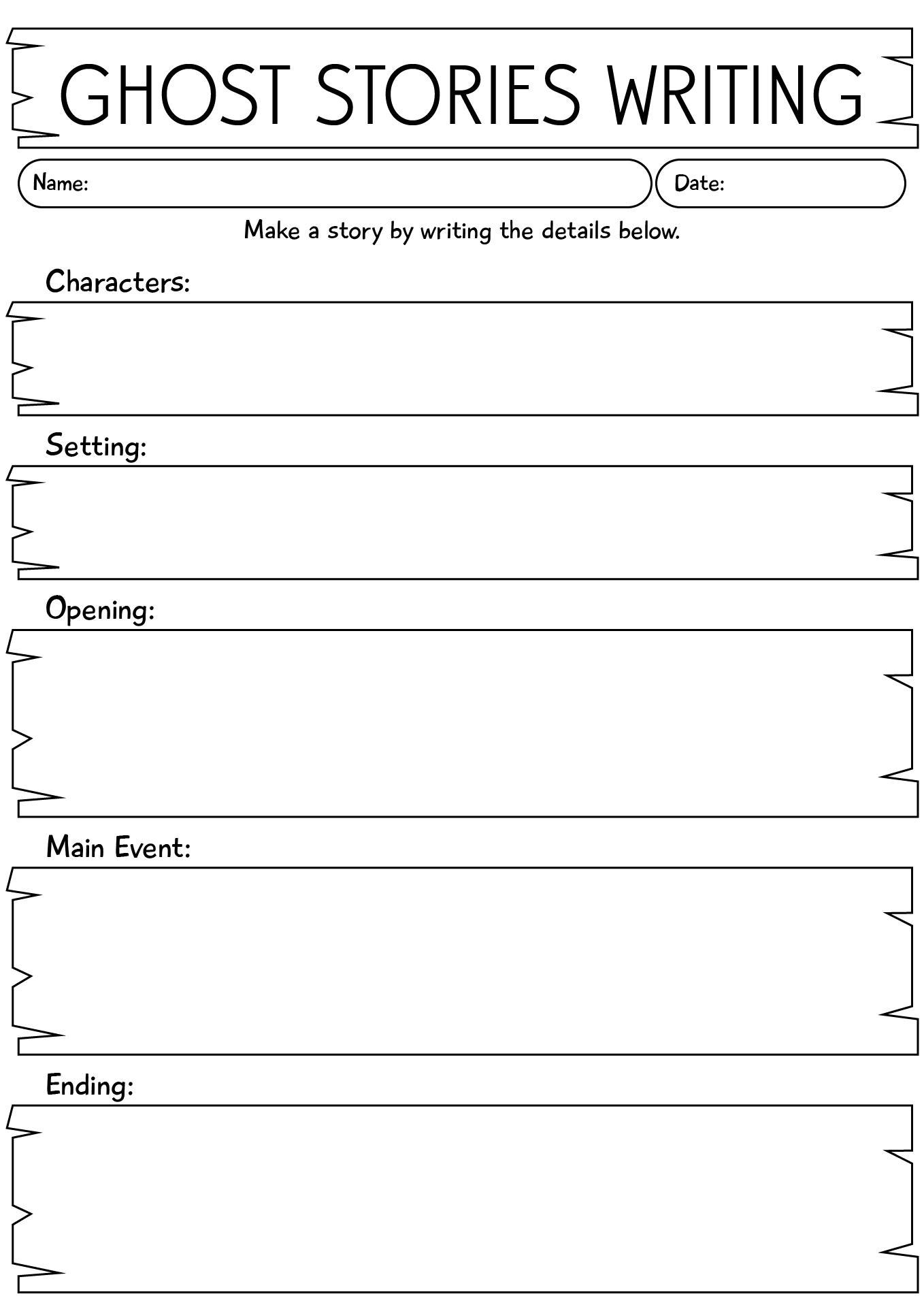 Ghost Stories Writing Worksheet