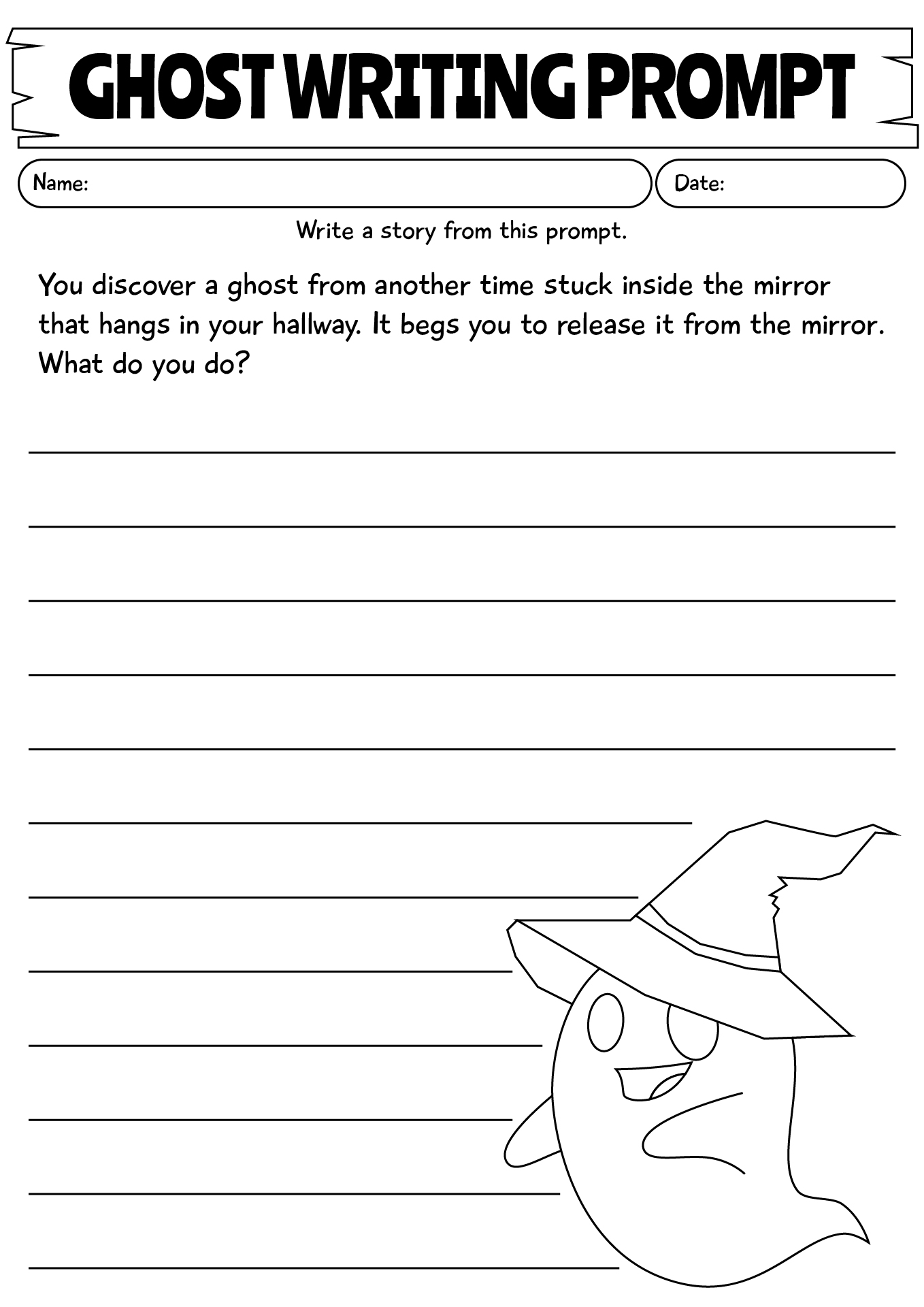 Ghost Writing Prompt Worksheet For Halloween