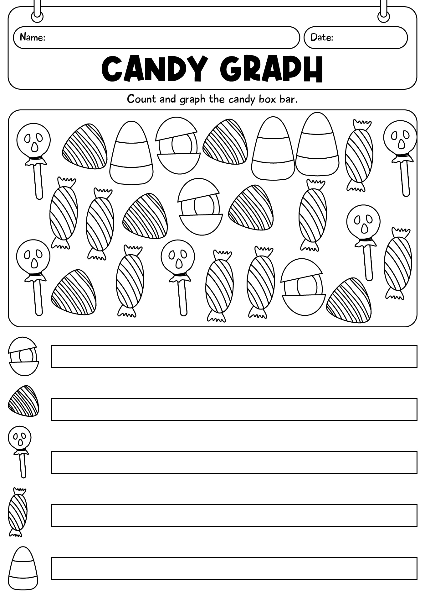 Halloween Candy Graph And Compare Worksheets For 1st Grade