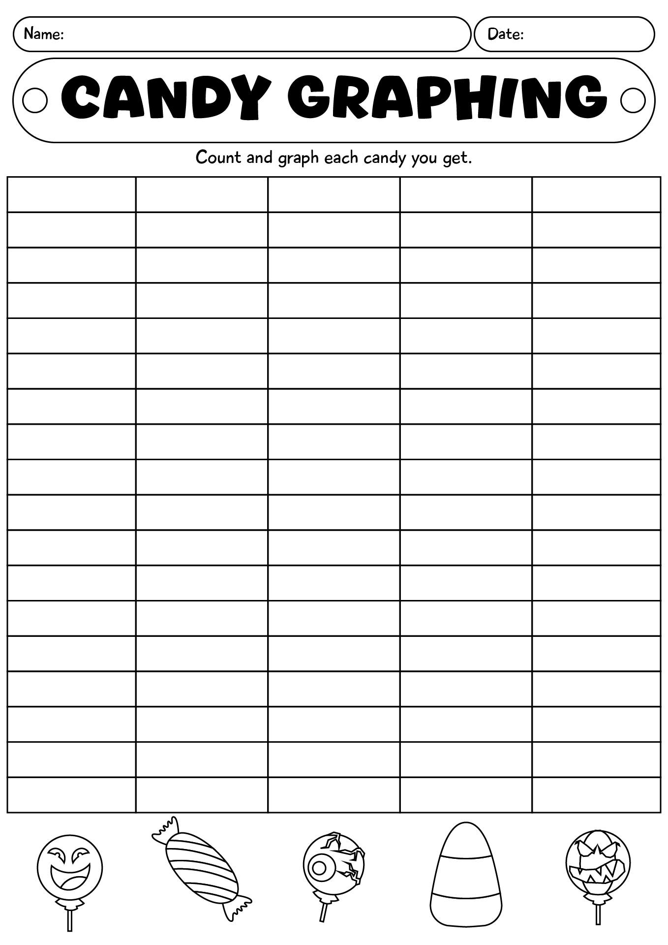 Halloween Candy Graphing Worksheet