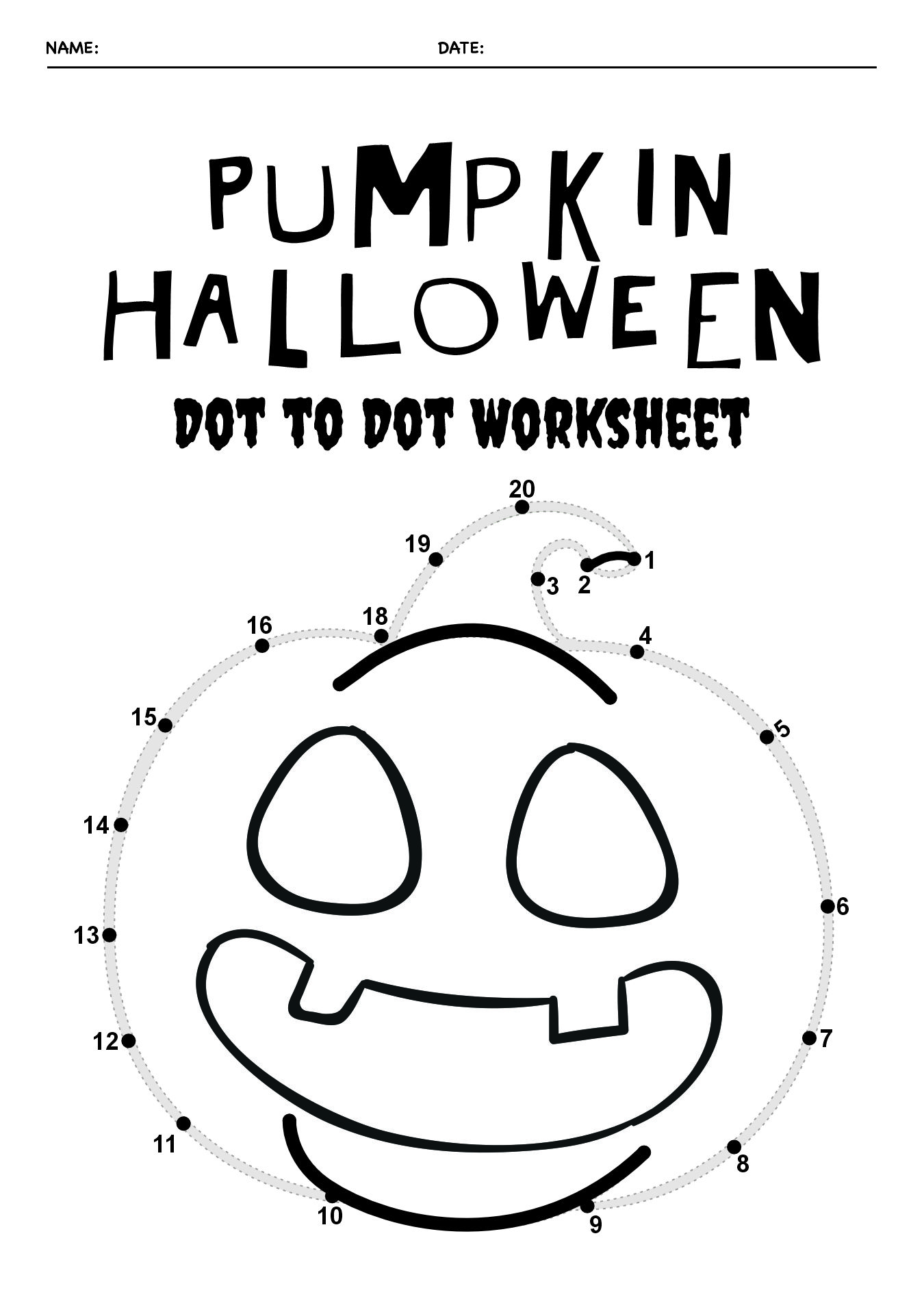 Halloween Connect the Dots Activity Sheets for Preschool