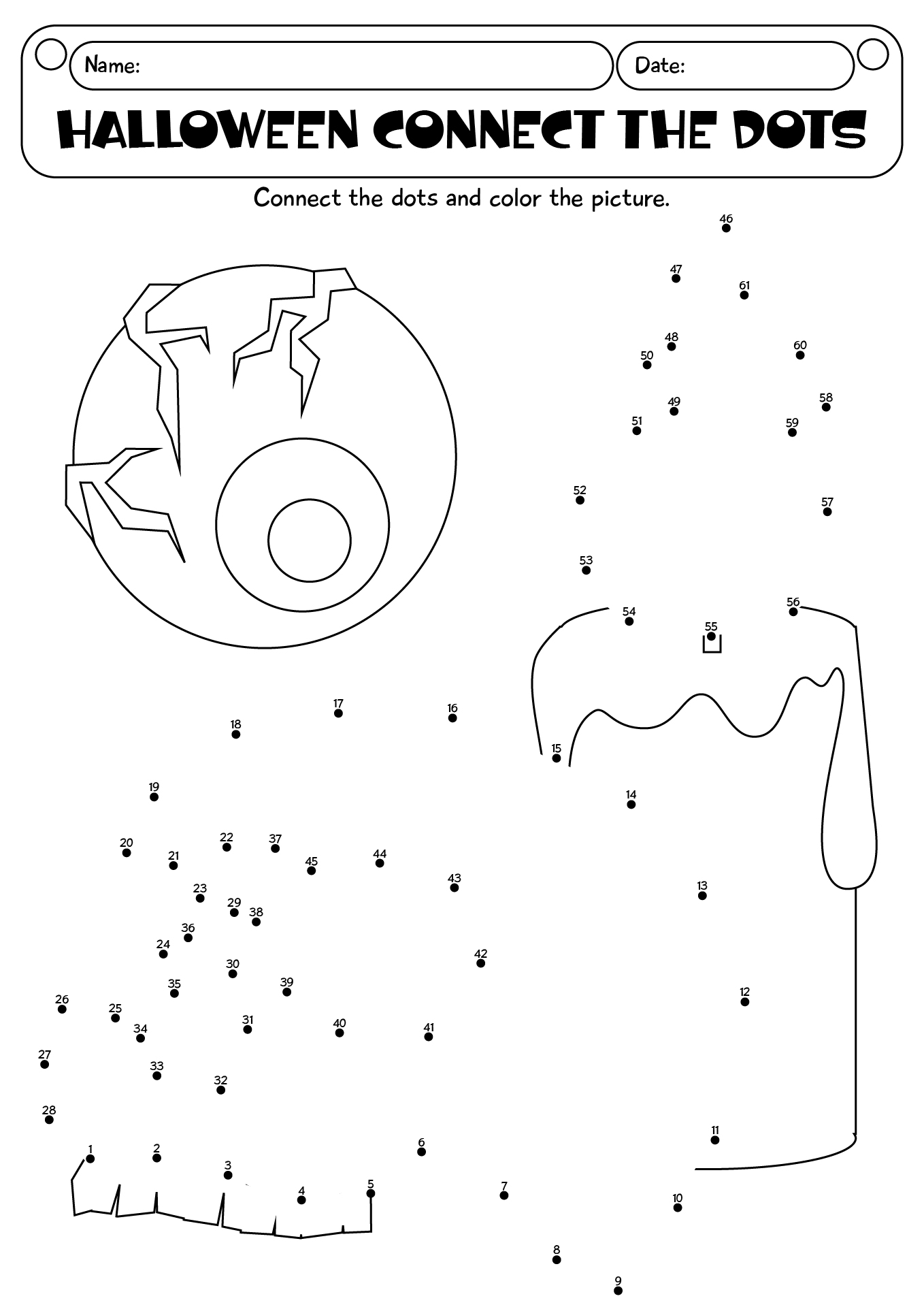 Halloween Connect The Dots Worksheet For Kids