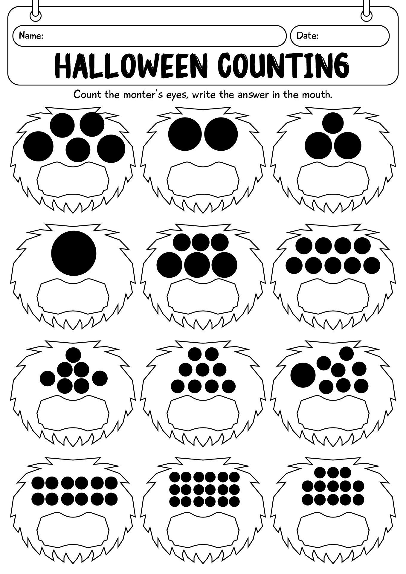 Halloween Counting Worksheet For Kids