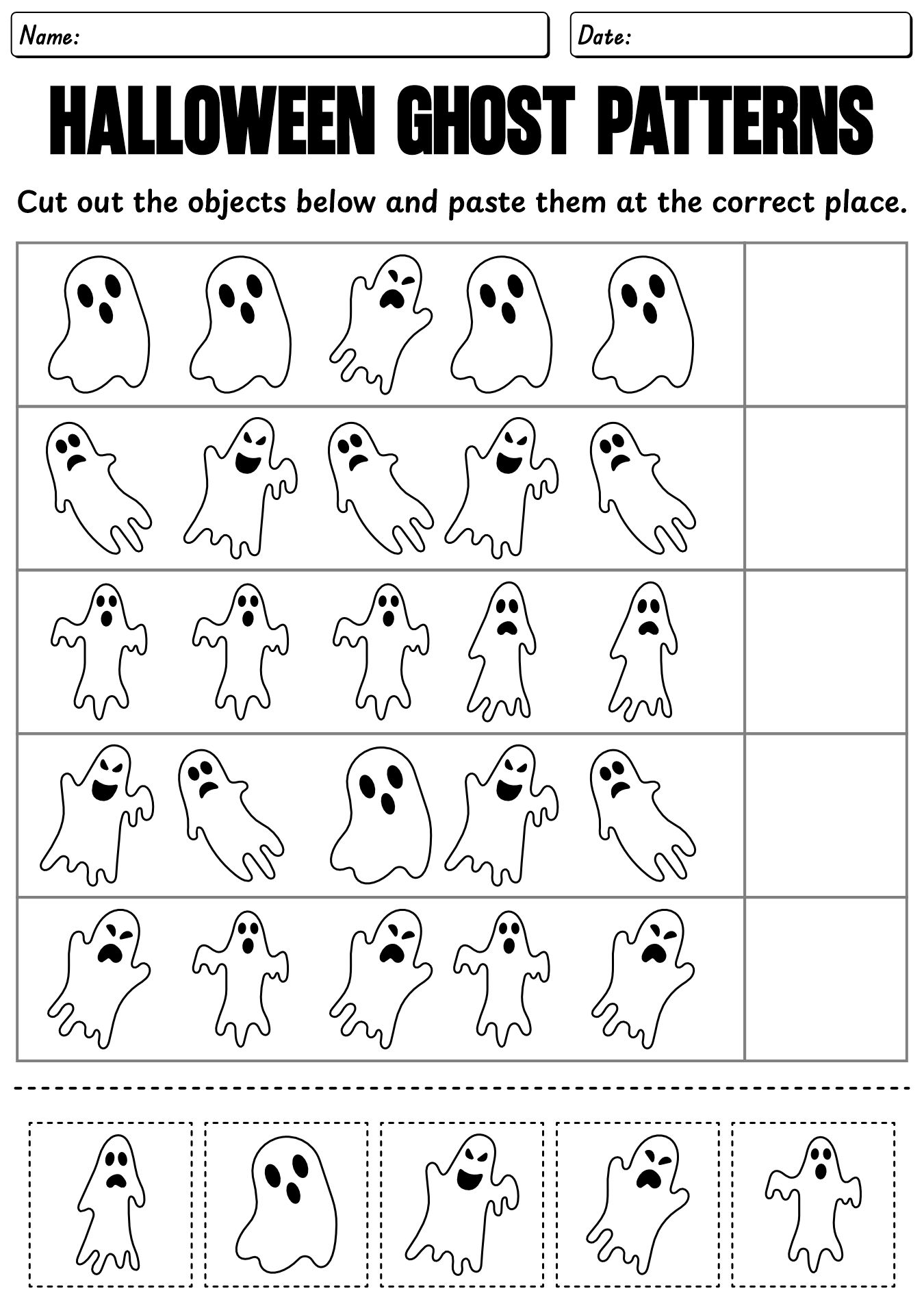 Halloween Ghost Pattern Worksheet