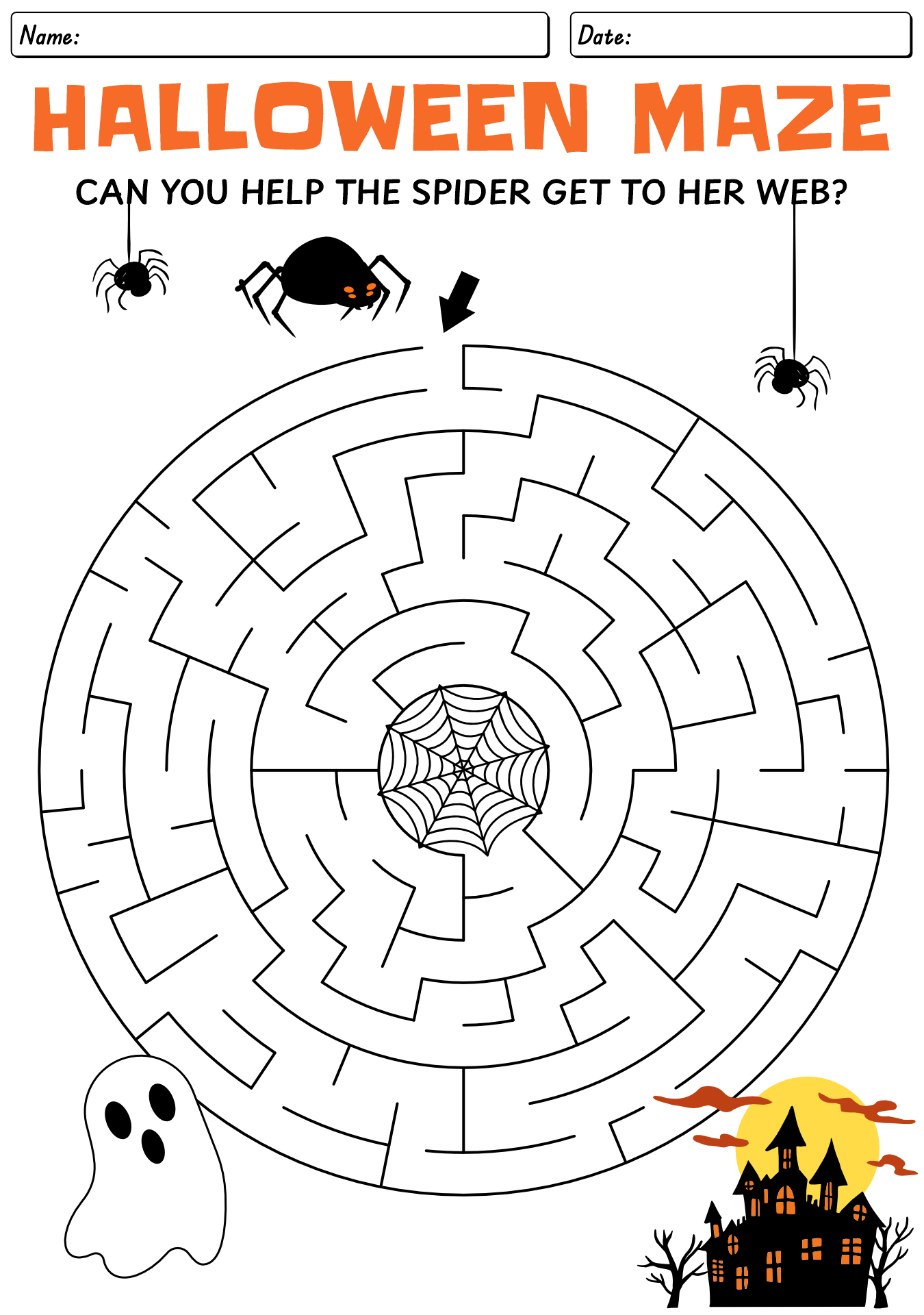 Halloween Maze Worksheet For Kindergarten