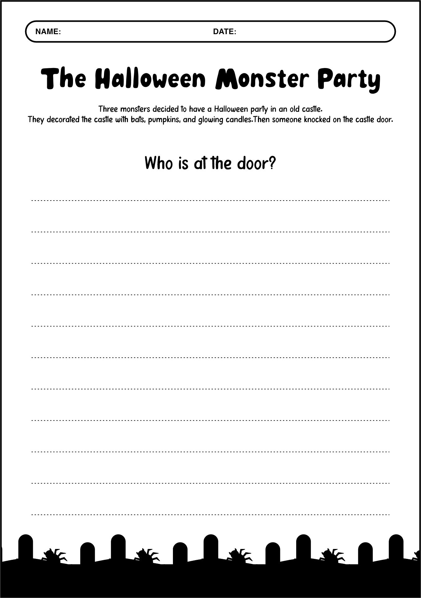 Halloween Monster Story Starters Worksheets