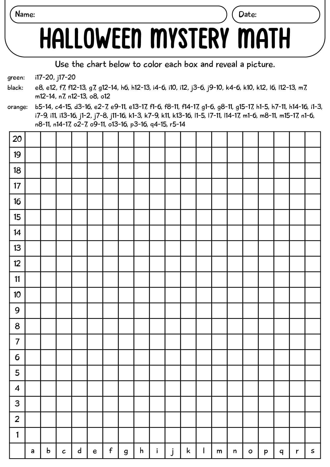 Halloween Mystery Math Worksheet