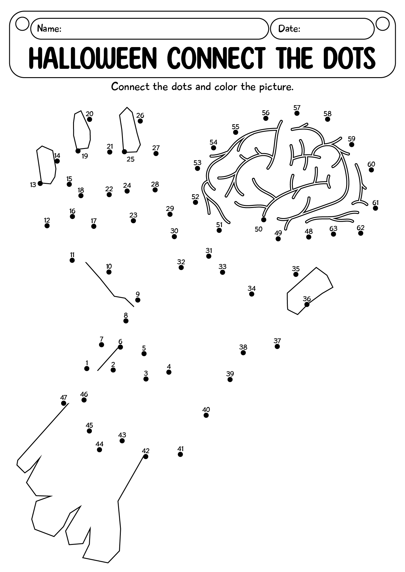 Halloween Number Connect The Dots Worksheet