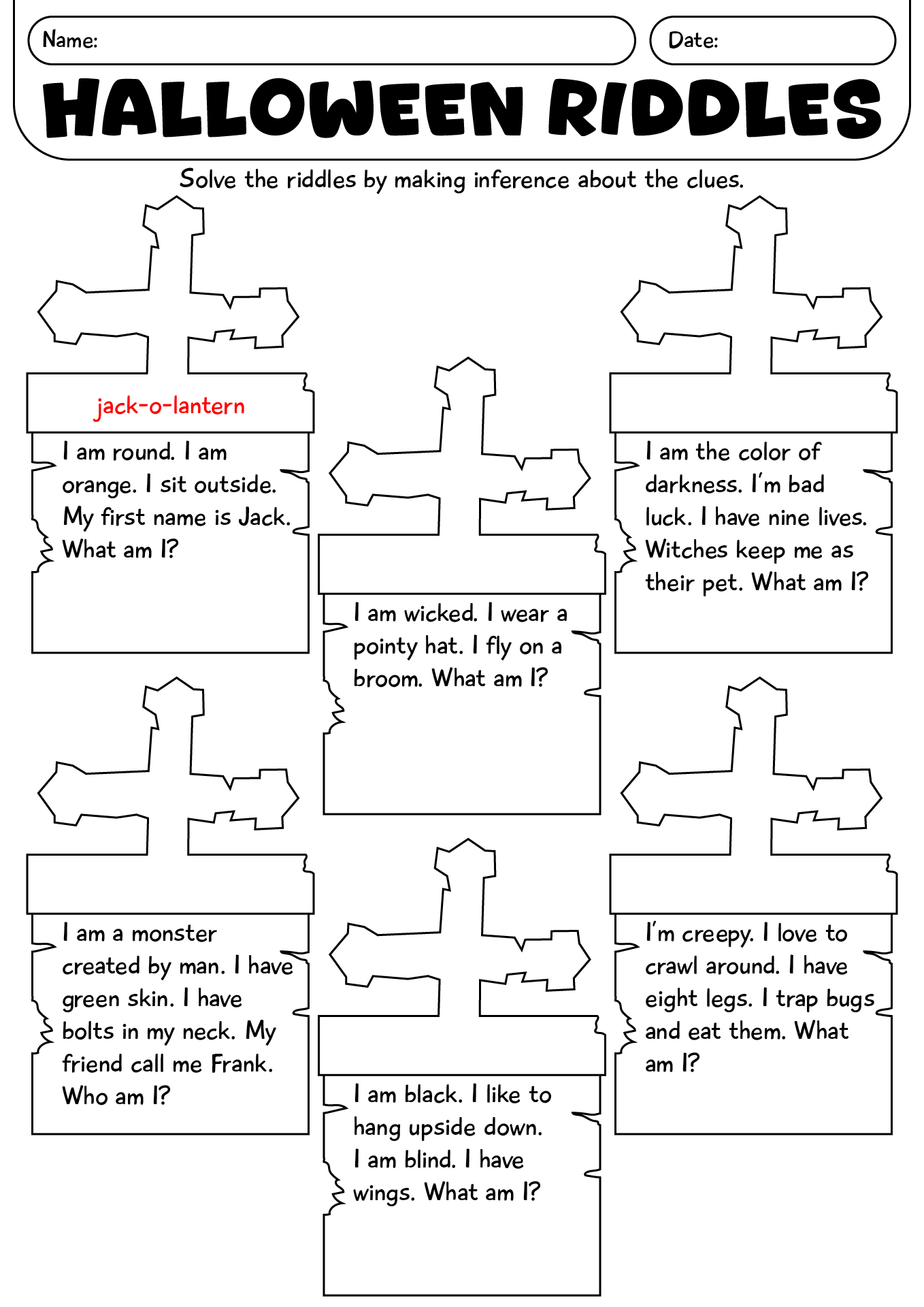 Halloween Riddles Worksheet For Students