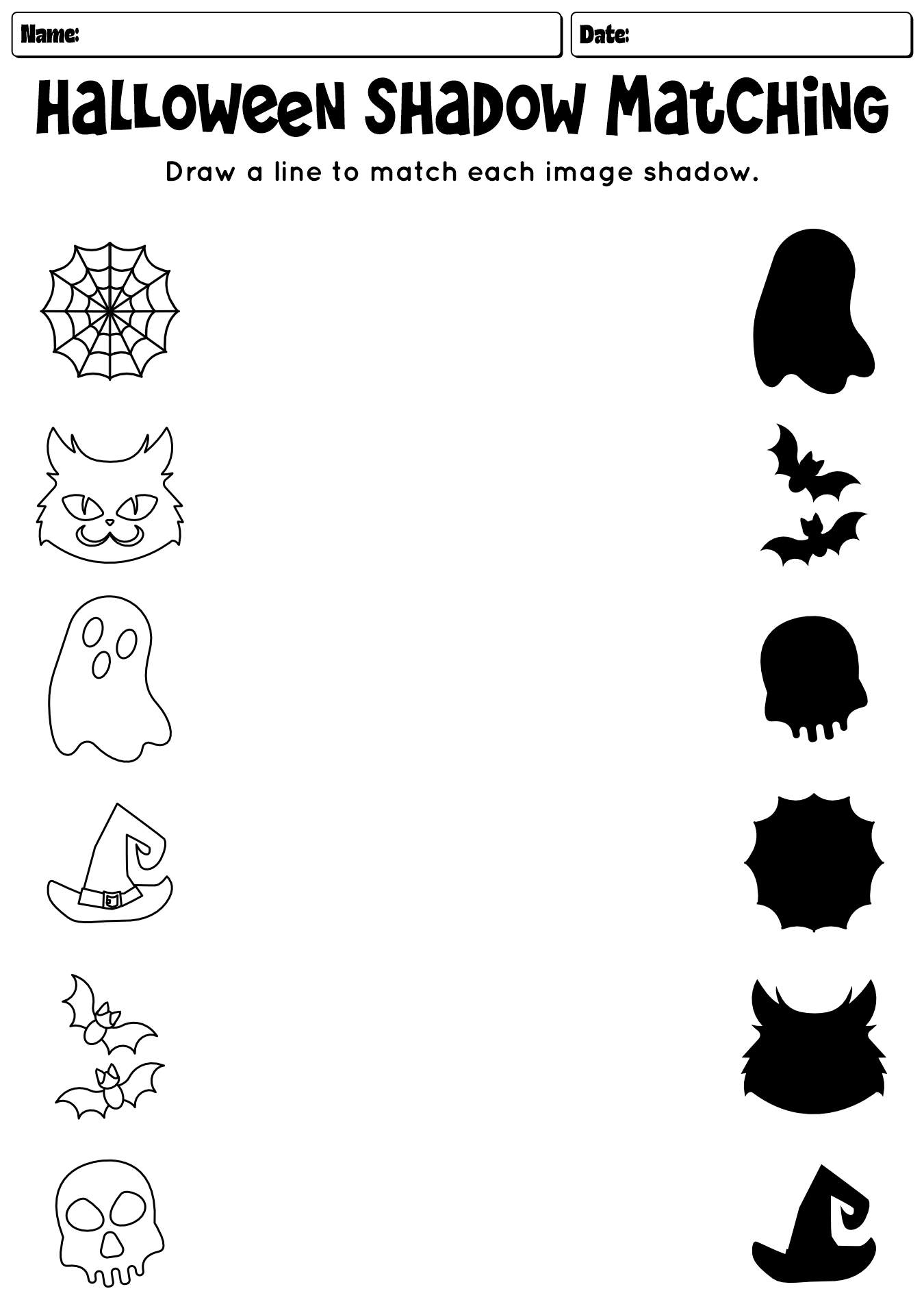 Halloween Shadow Match Worksheet