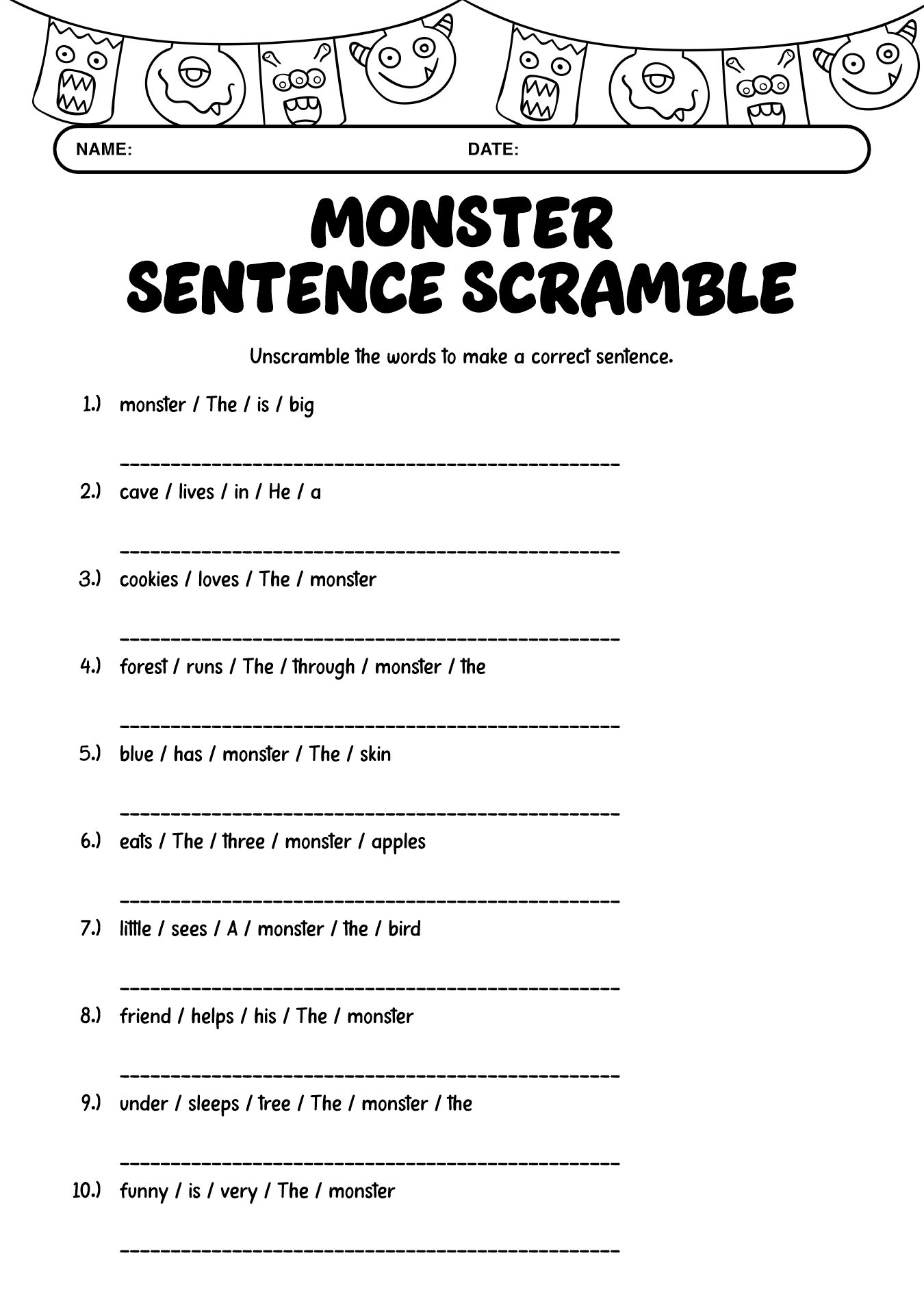 Interactive Monster Reading Activities for Second Graders