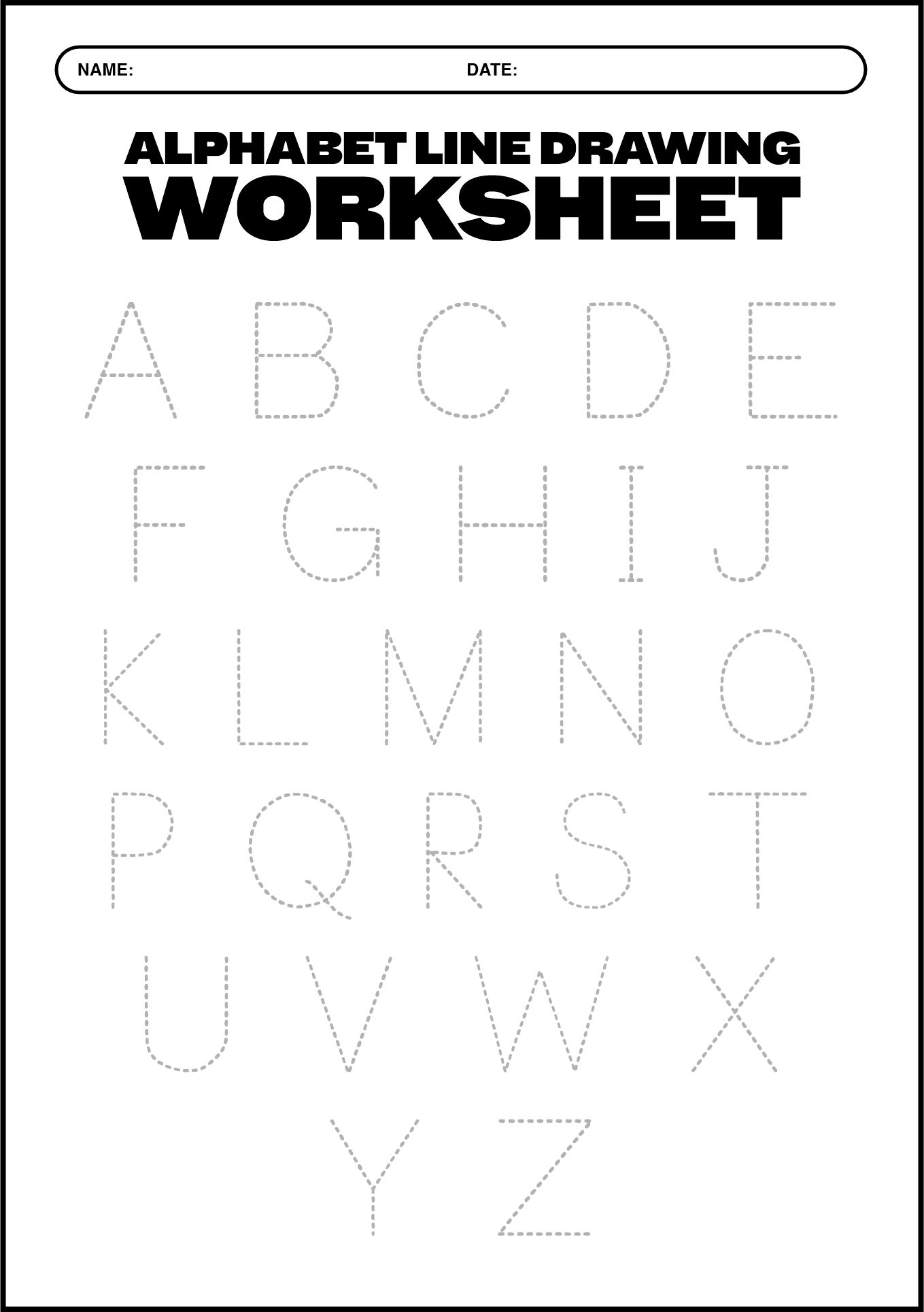 Kindergarten Alphabet Line Drawing Worksheets