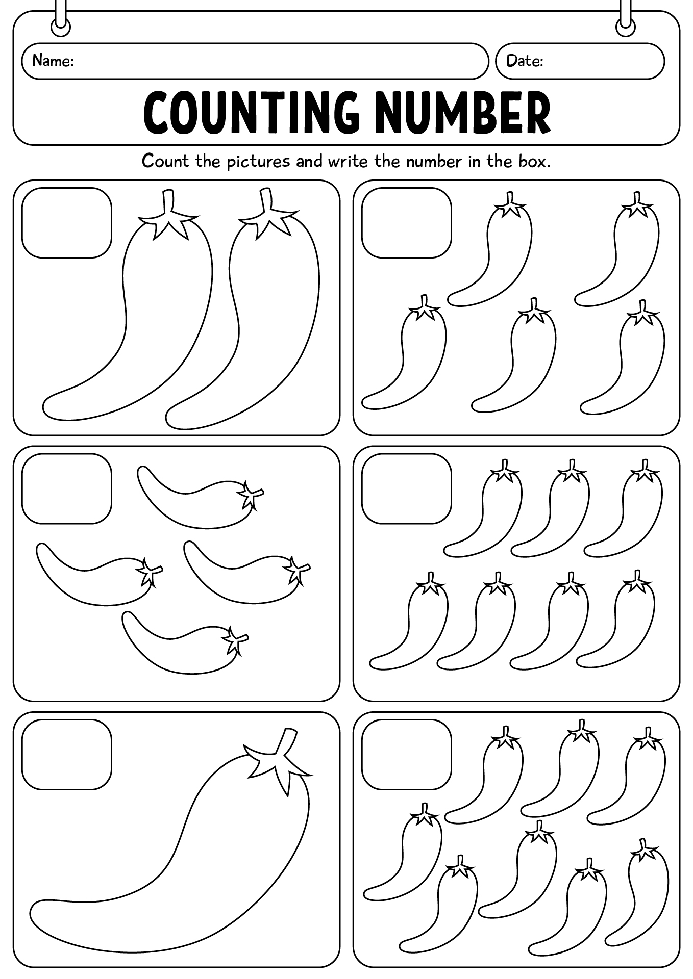 Kindergarten Counting Number Worksheet