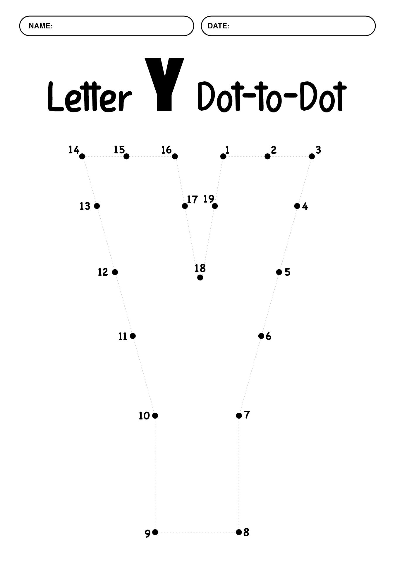 Kindergarten Dot to Dot Alphabet Exercises