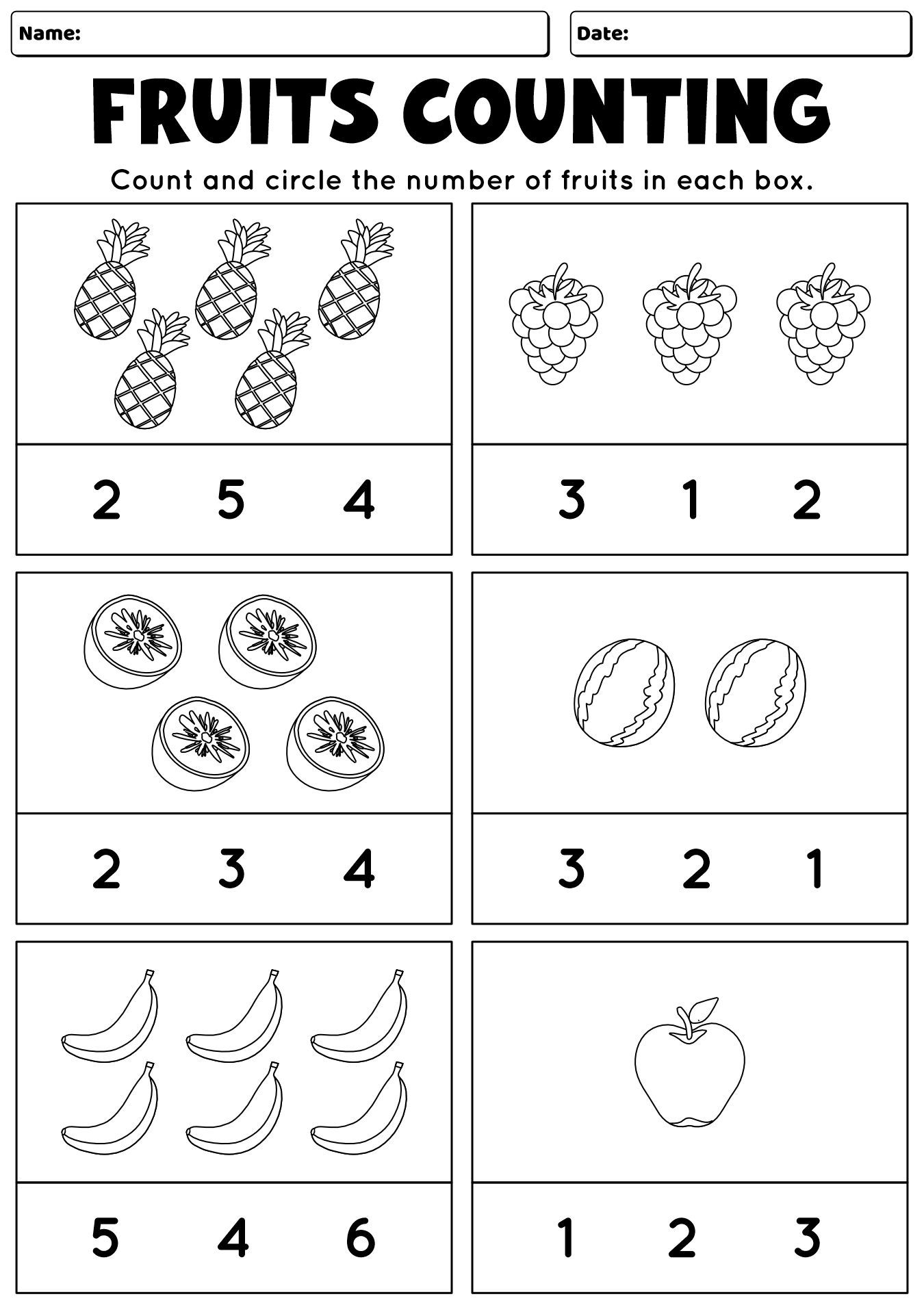 Kindergarten Math Counting Practice Sheets