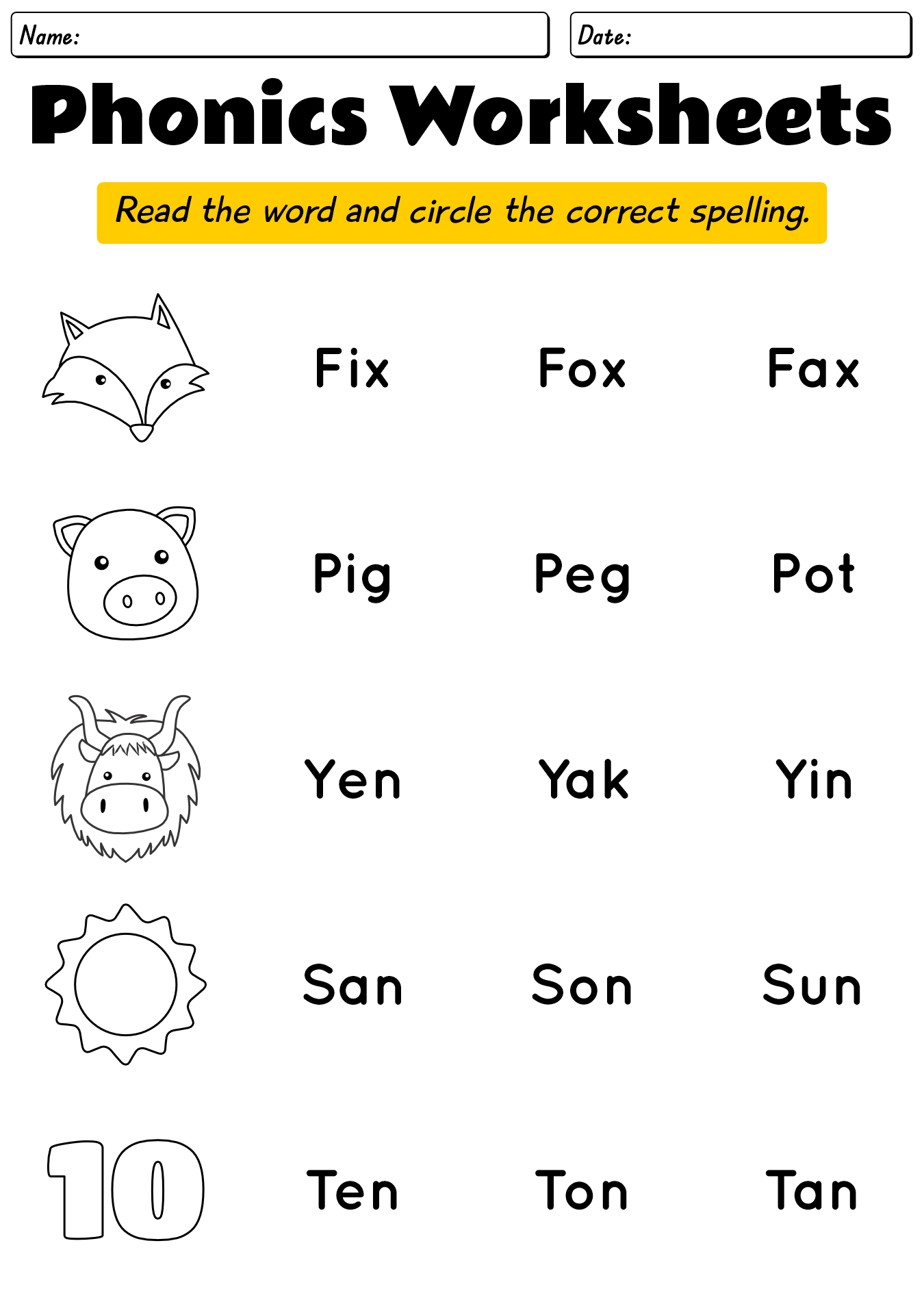 Kindergarten Reading And Phonics Worksheet