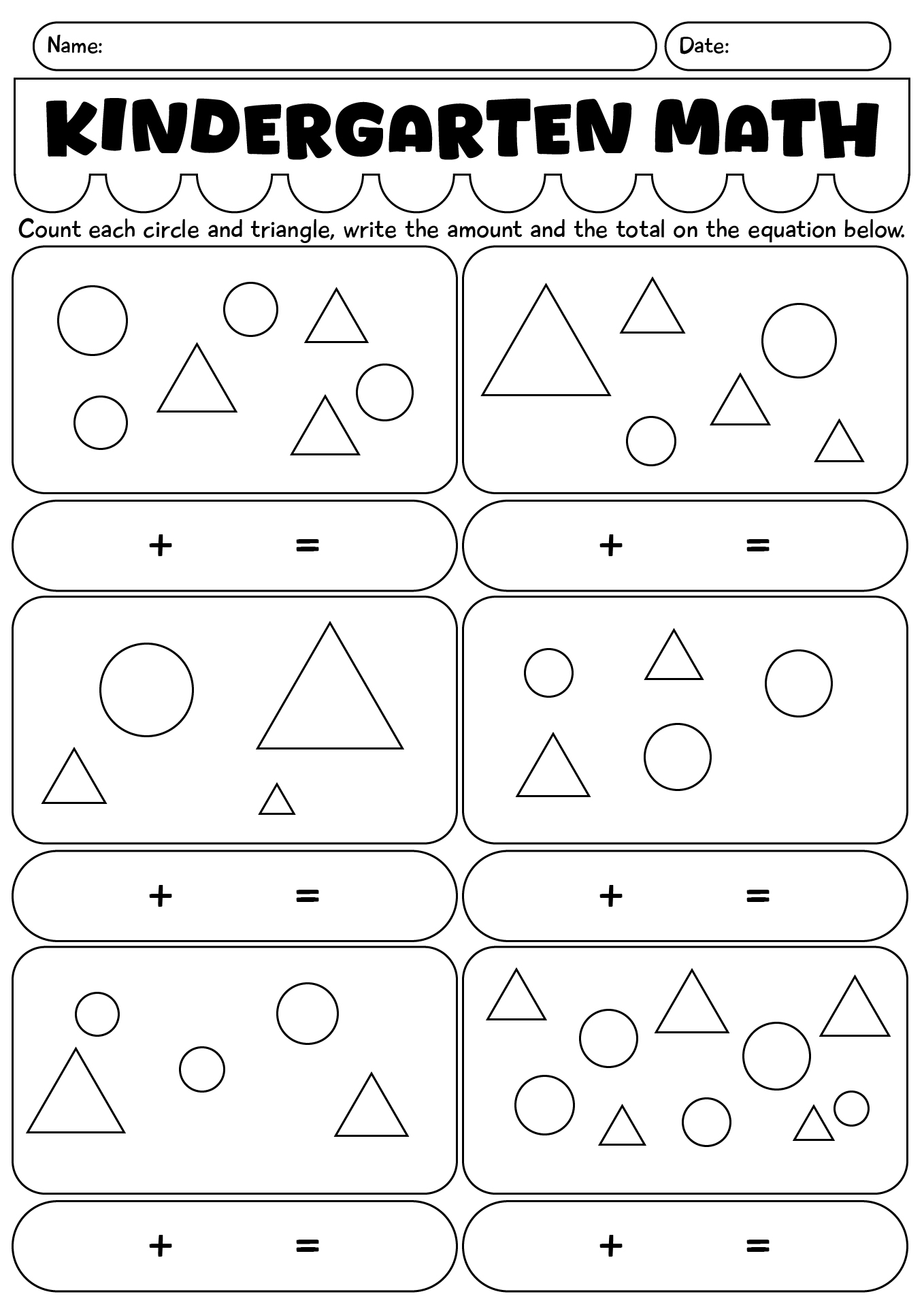 Kindergarten Simple Math Worksheets