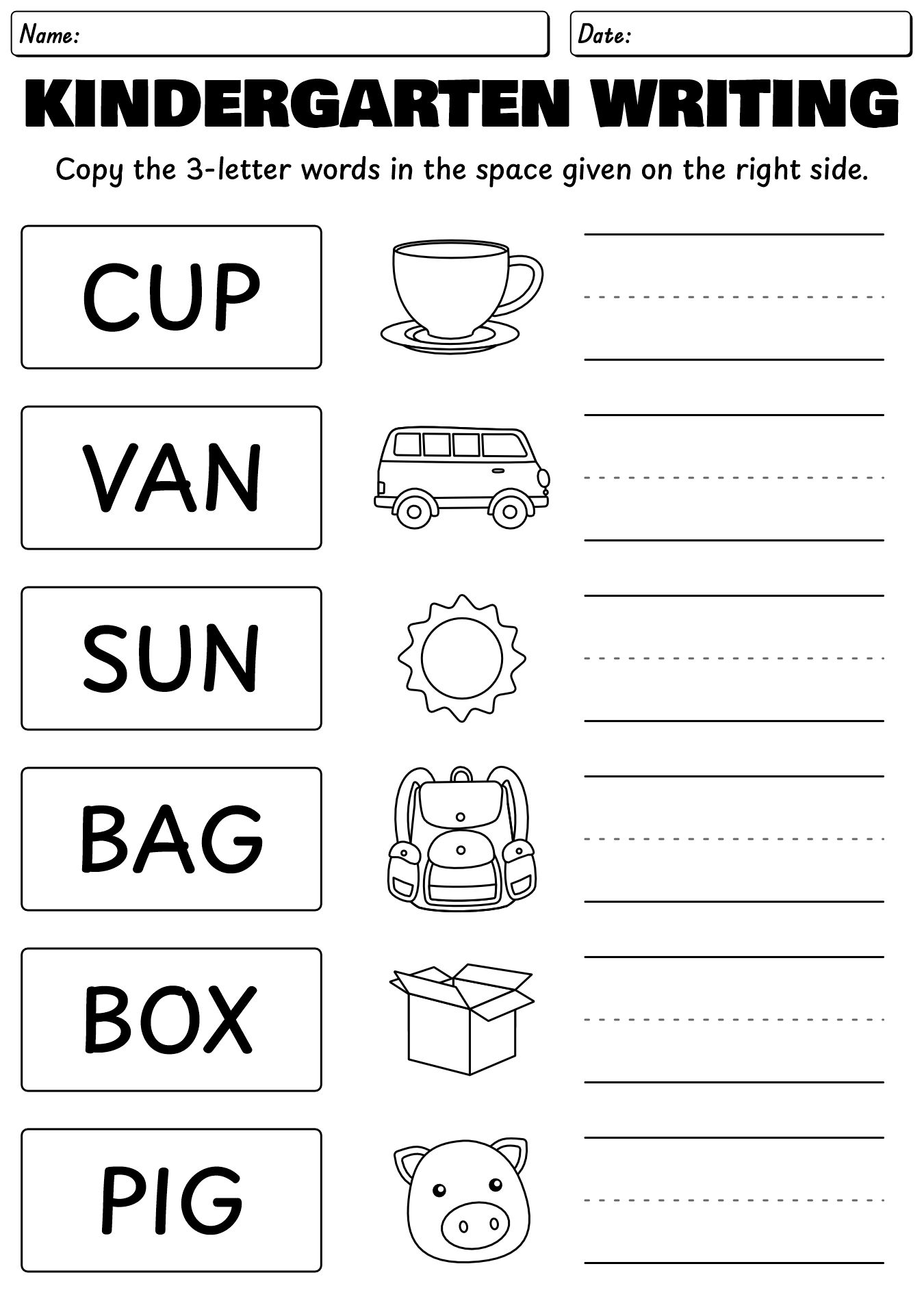 Kindergarten Worksheet About Writing