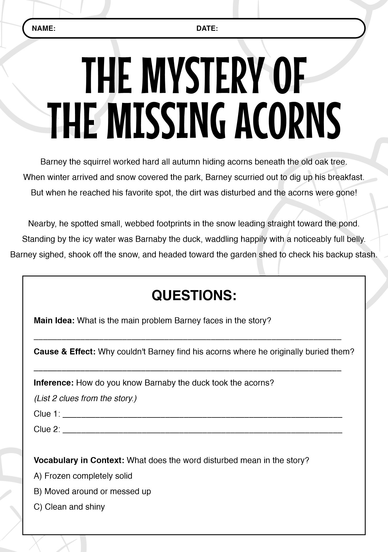 Literacy Worksheets for Grade 3