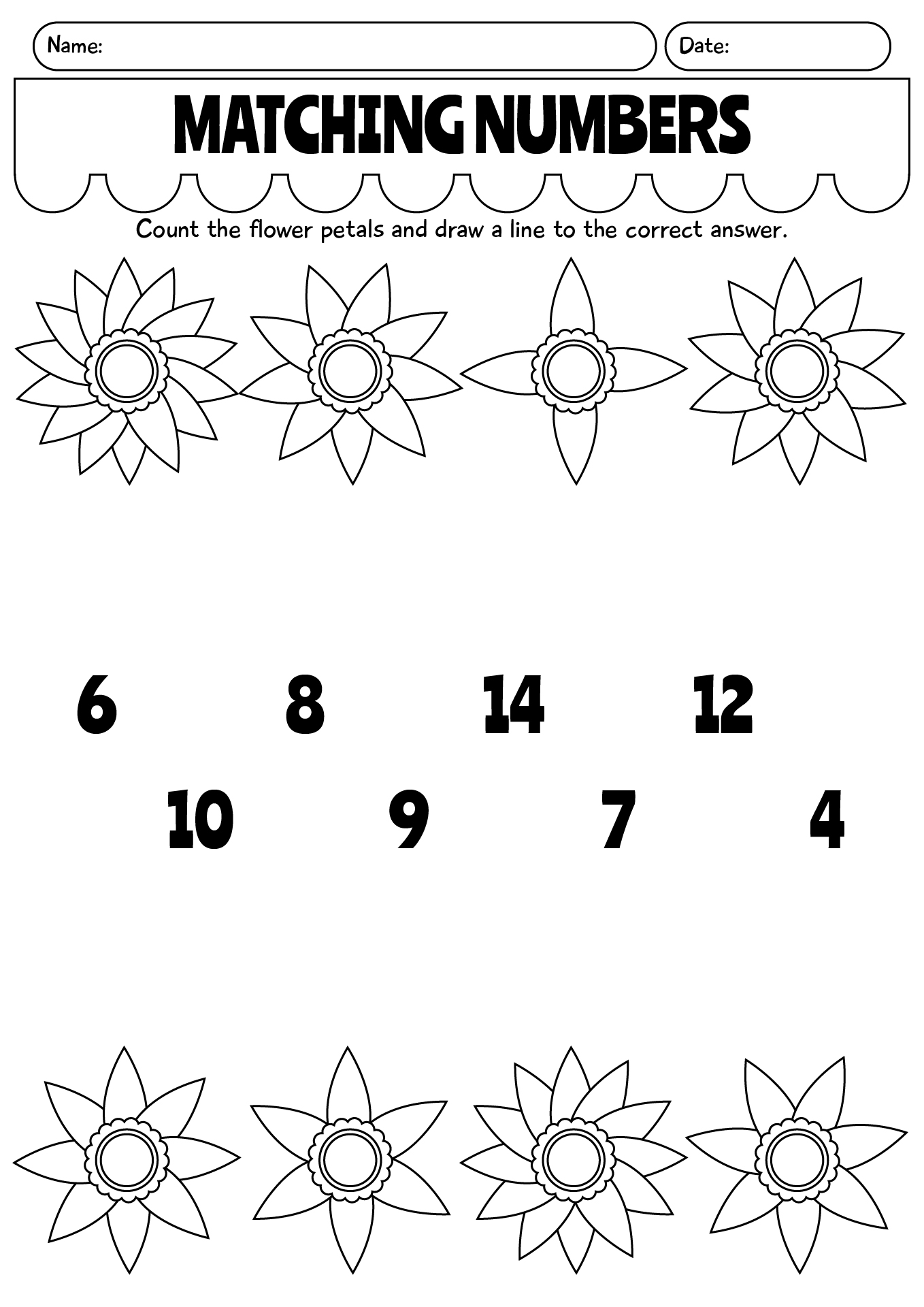 Matching Numbers Worksheet