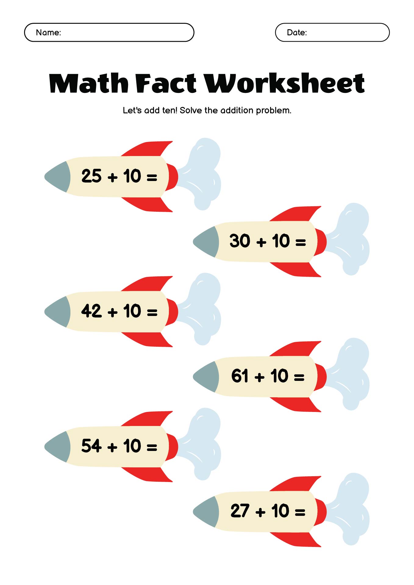 Math Fact Worksheet