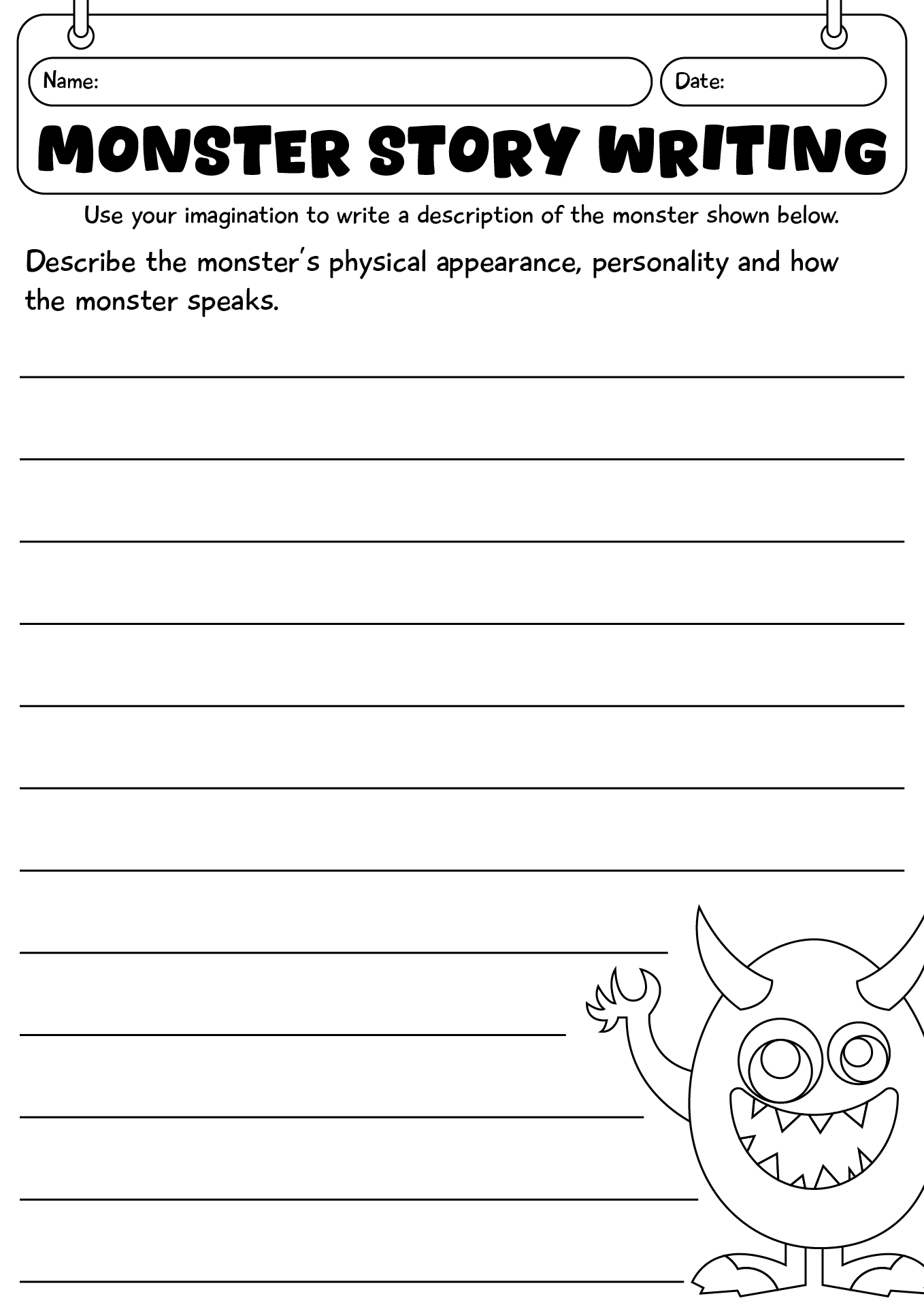 Monster Story Writing Worksheet