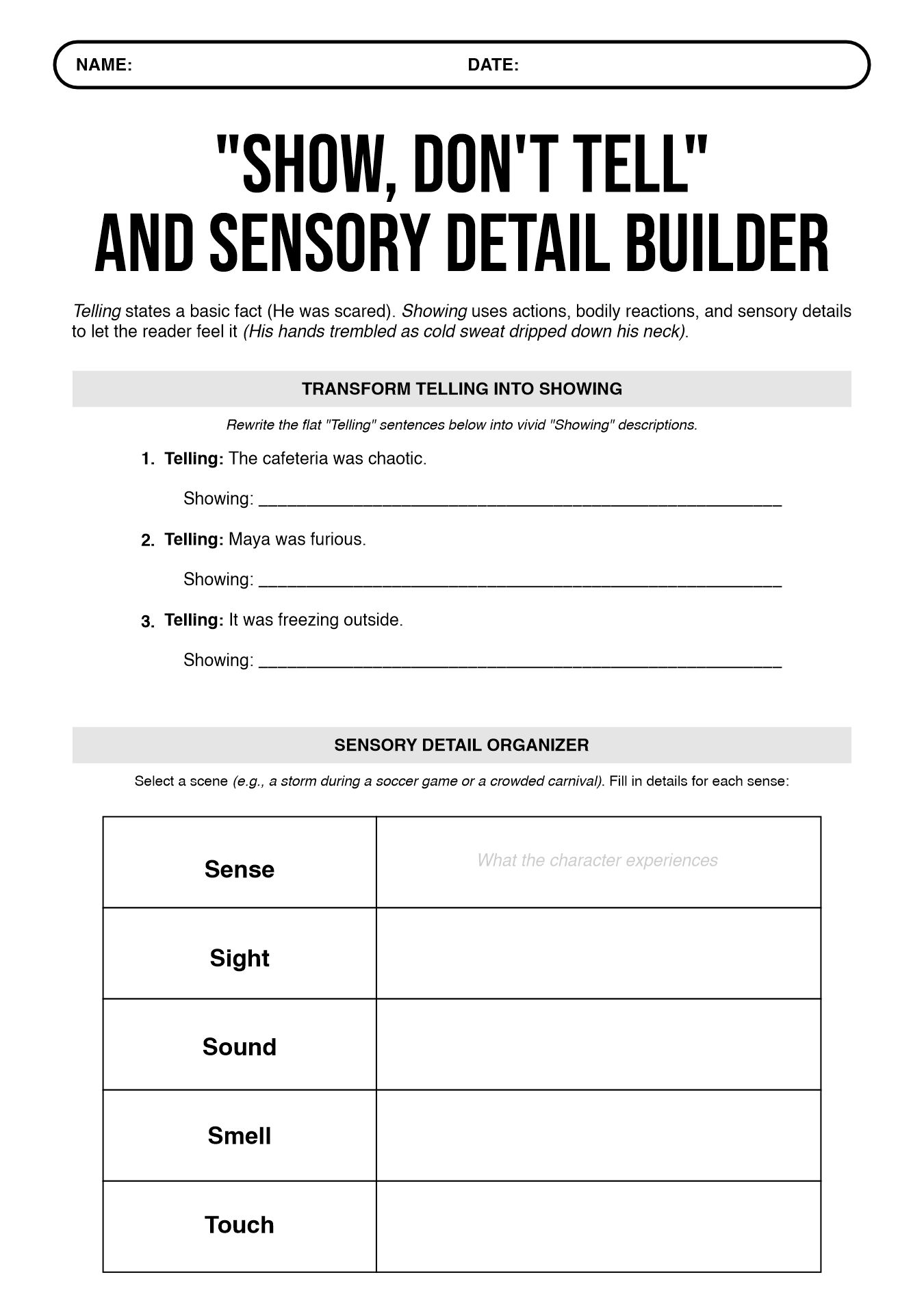 Narrative Writing Worksheets for 5th Grade