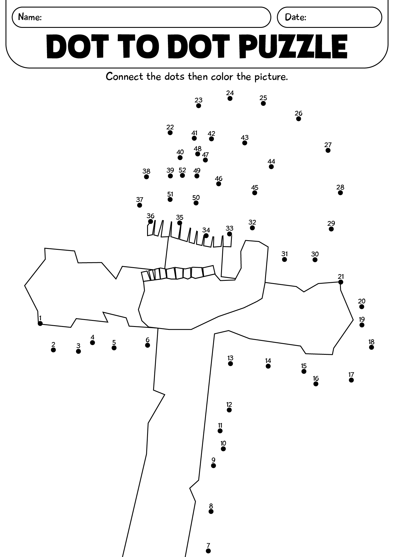 Number Dot To Dot Puzzle Halloween Worksheet