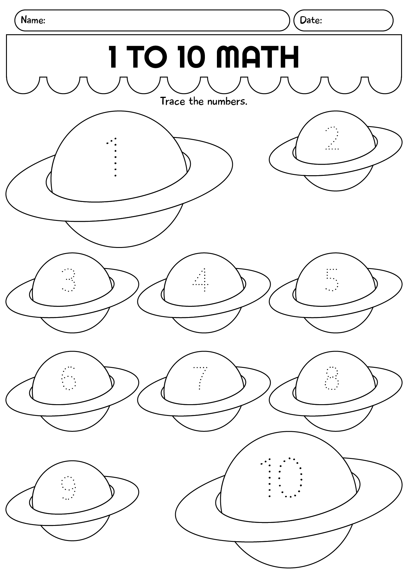 Numbers 1 To 10 Math Worksheet For Kids