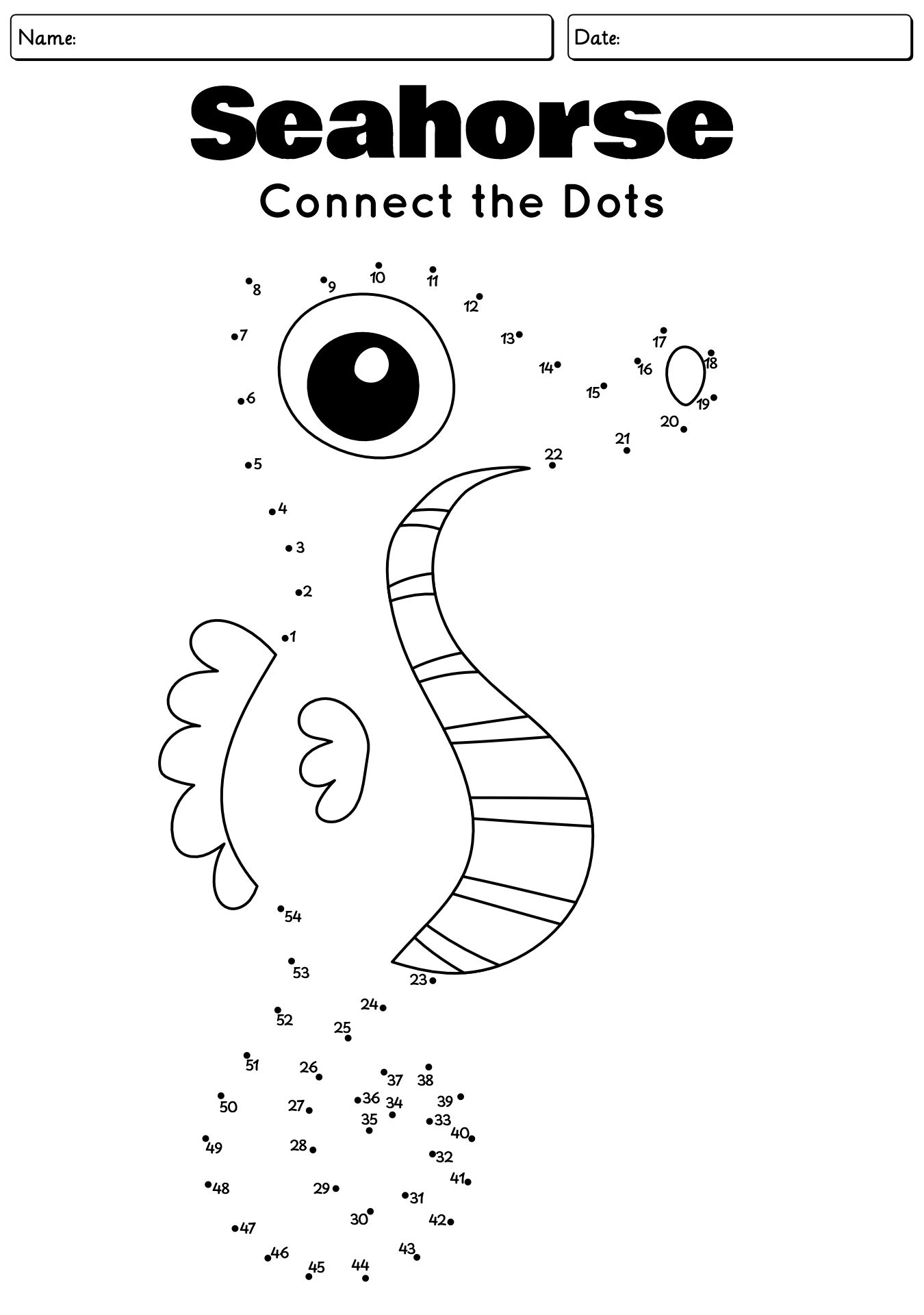 Ocean Animal Dot To Dot Worksheet