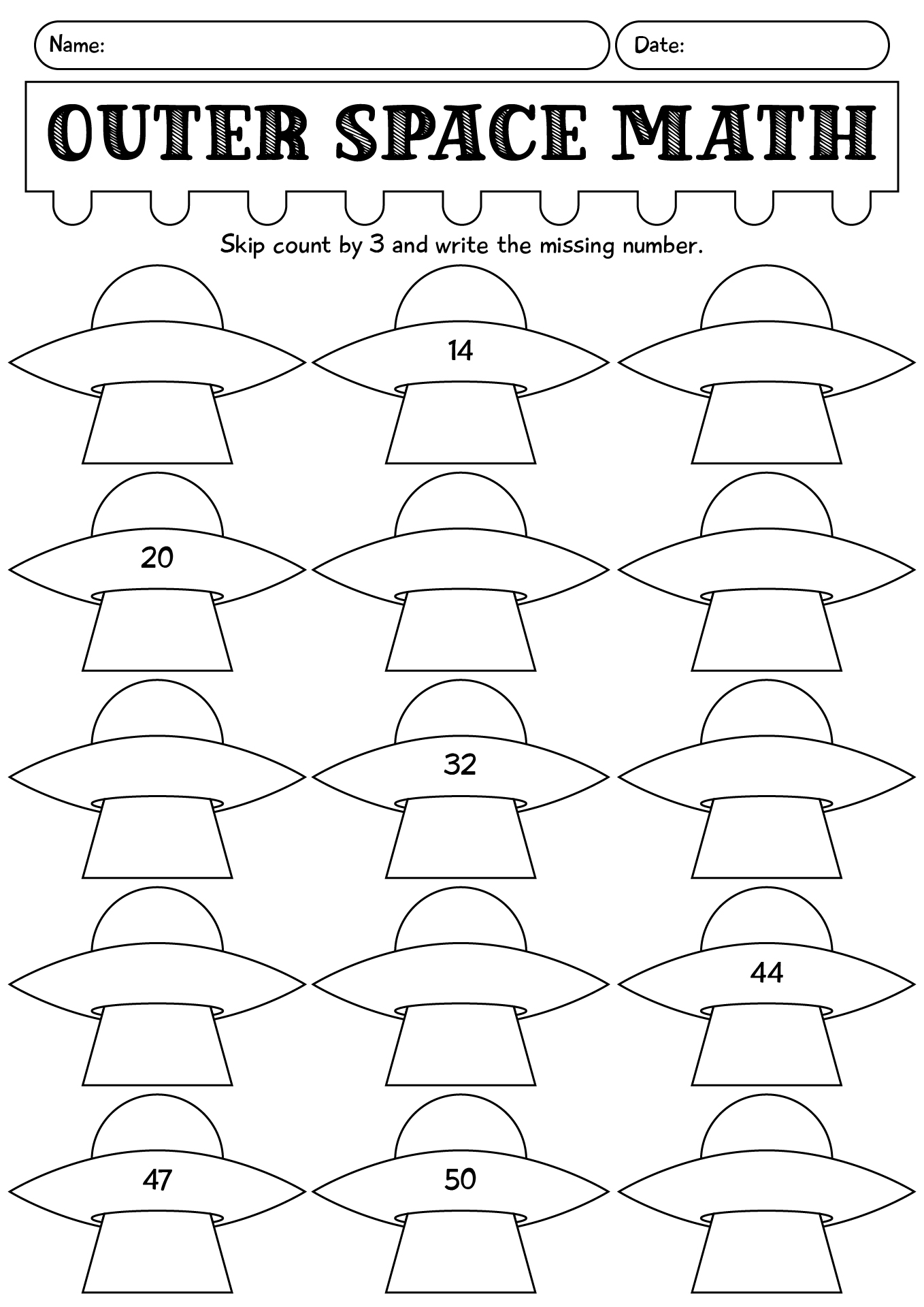 Outer Space Math Worksheet
