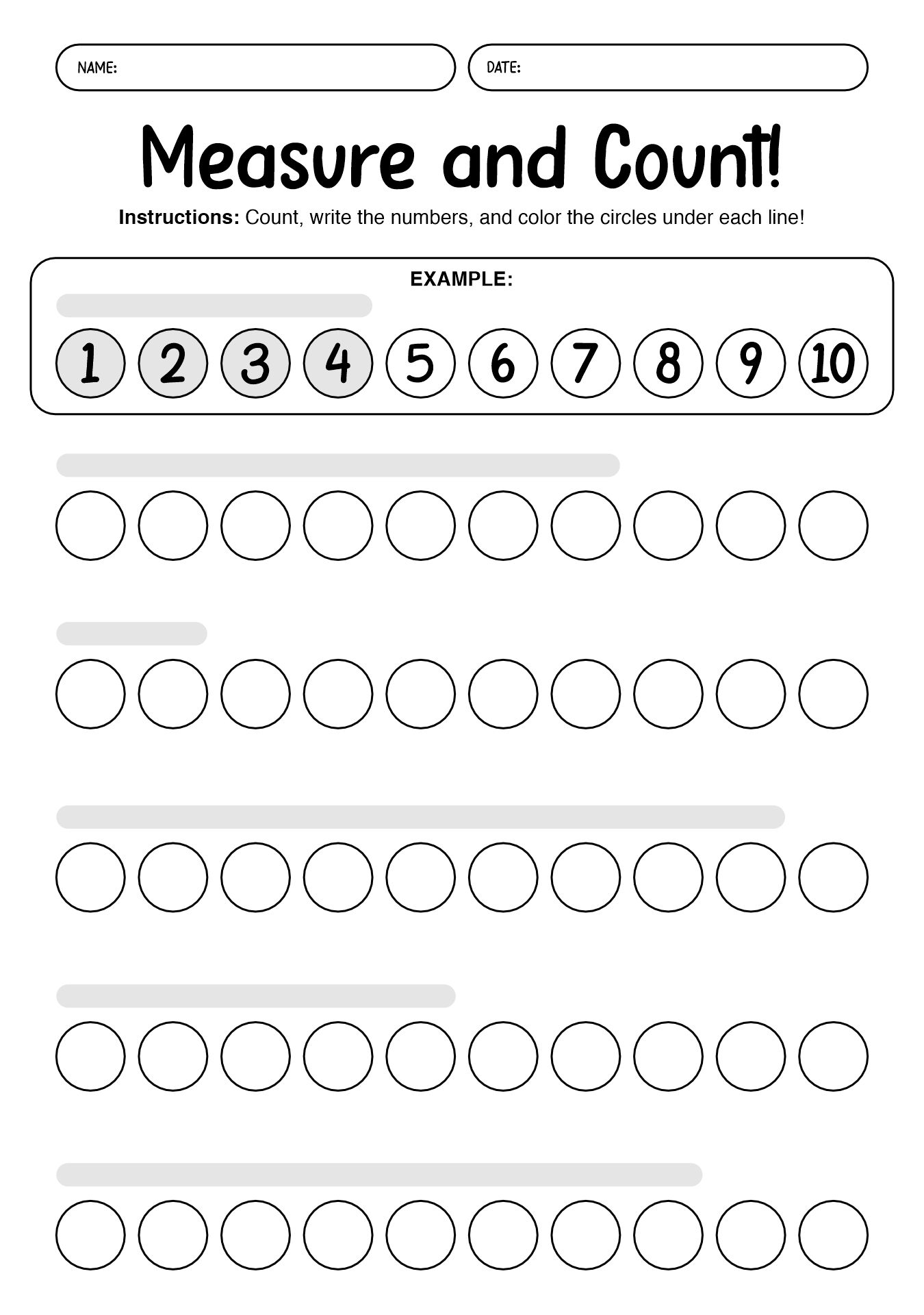 Pre-Kindergarten Measurement Practice Sheets