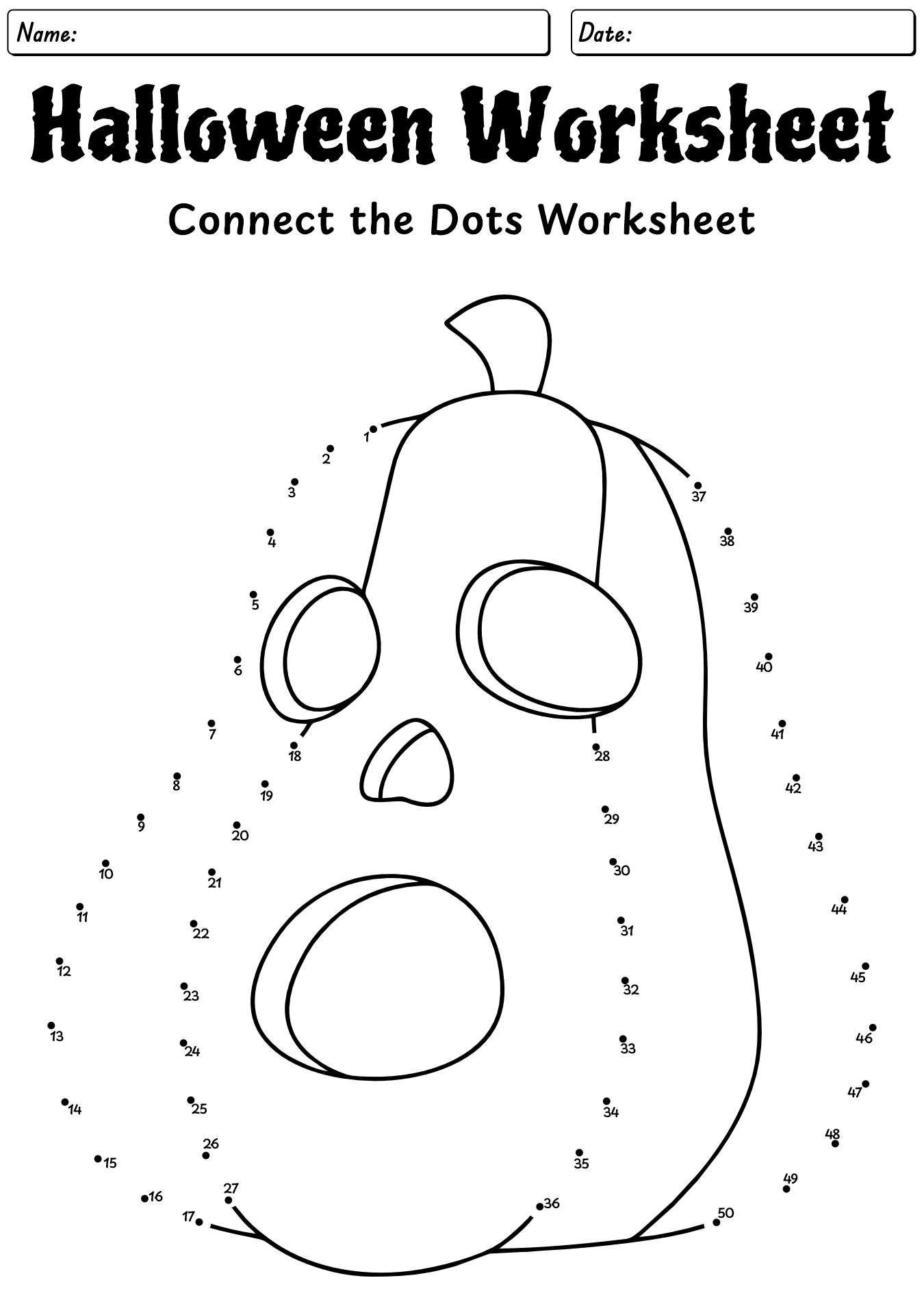 Preschool Dot To Dot Halloween Worksheet