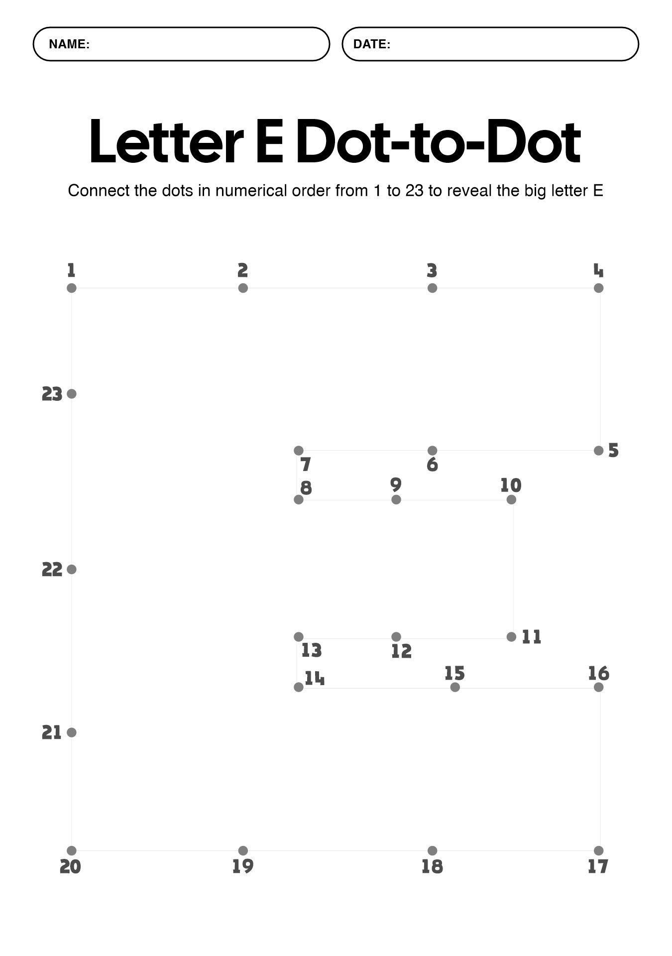 Preschool Dot to Dot Letters Practice Sheets